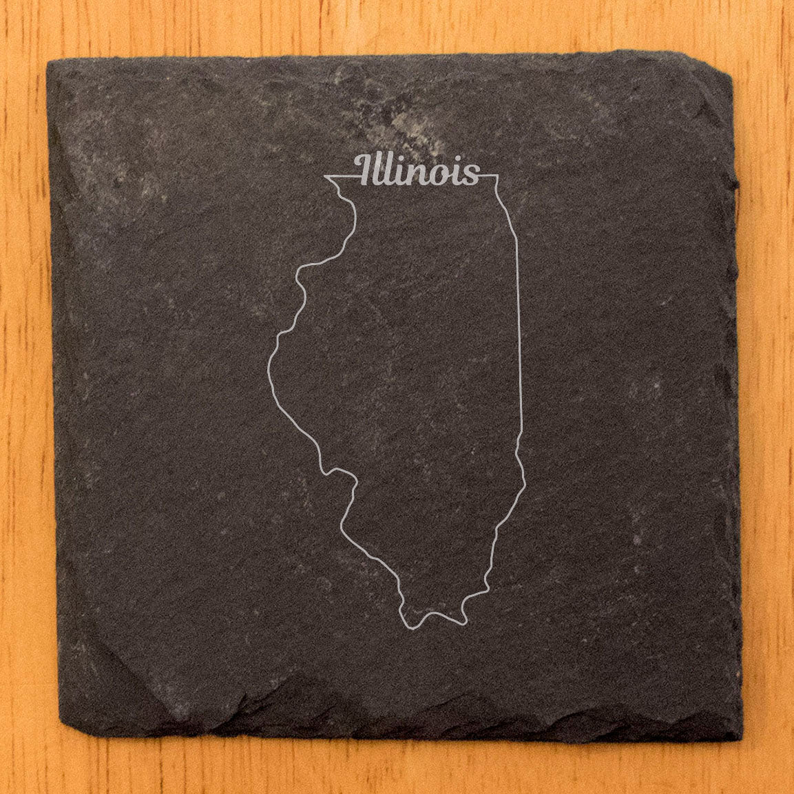 Rustic Slate Coasters Set of 4, Round 4" with Illinois State Outline Design, Perfect for Holidays, Birthdays, Housewarming Gifts, She-Shed or Man Cave, Made in Oregon, USA by Small Business