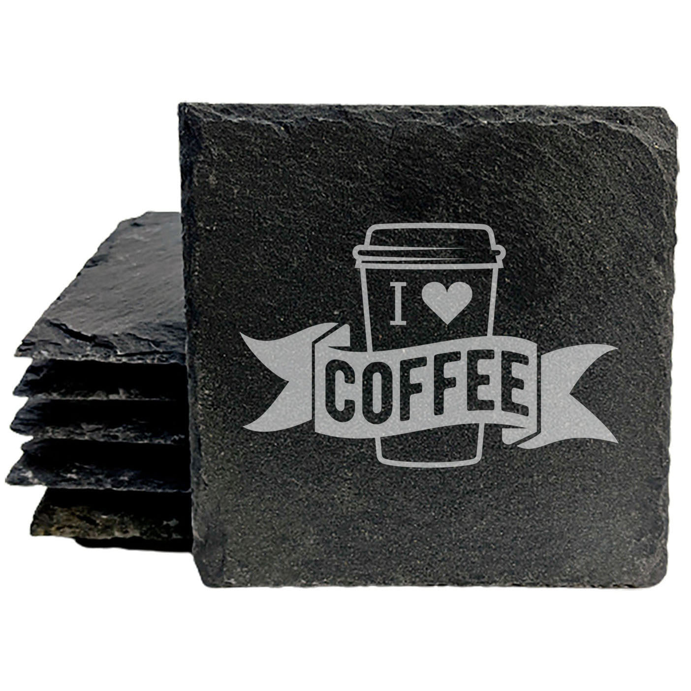 Express Your Coffee Passion: "I Love Coffee" Coasters (Laser Etched)