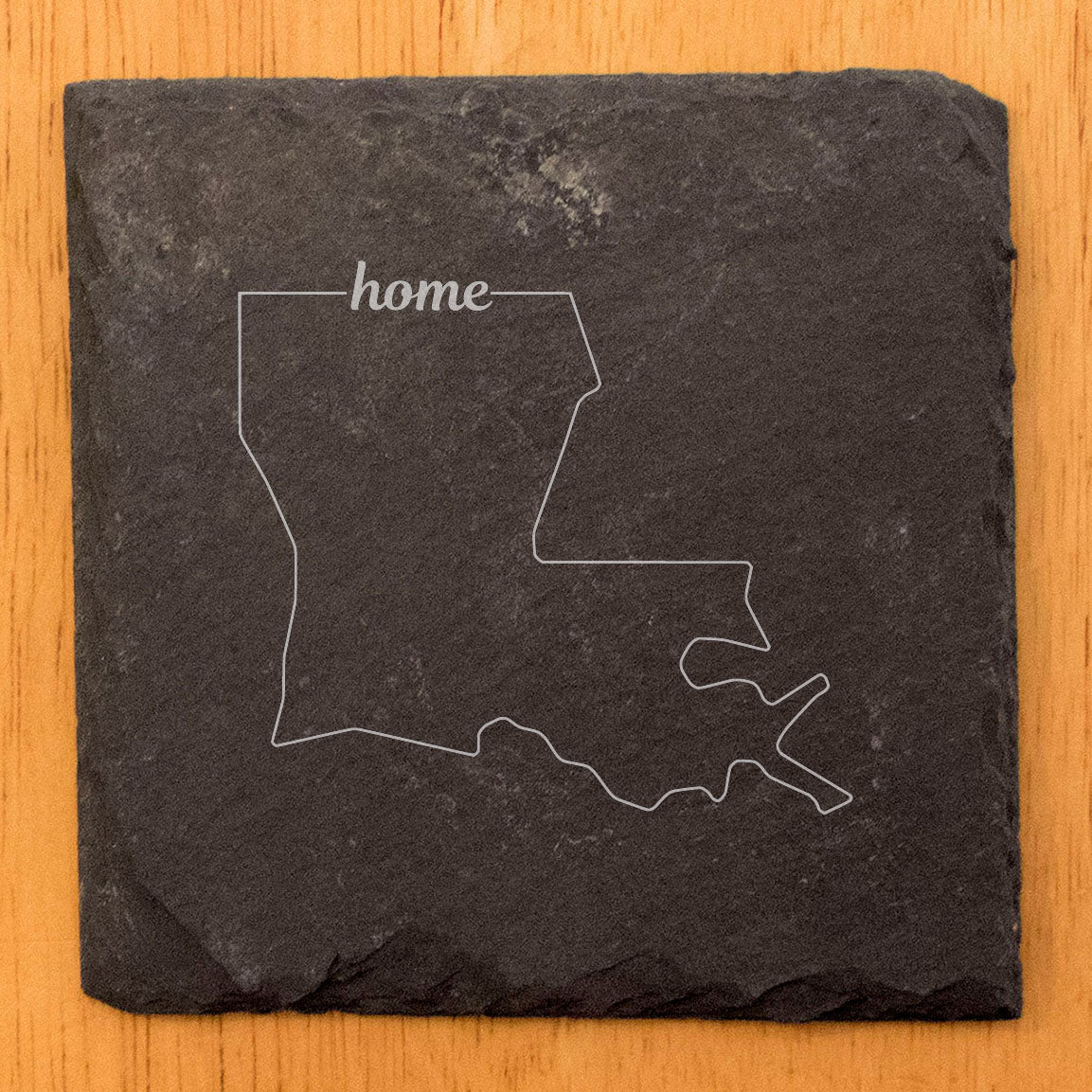 Rustic Slate Coasters Set of 4 - Round 4" with Louisiana State Outline Design, Perfect for Holidays, Birthdays, Housewarming Gifts, She-Shed or Man Cave - Made in Oregon, USA by Small Business