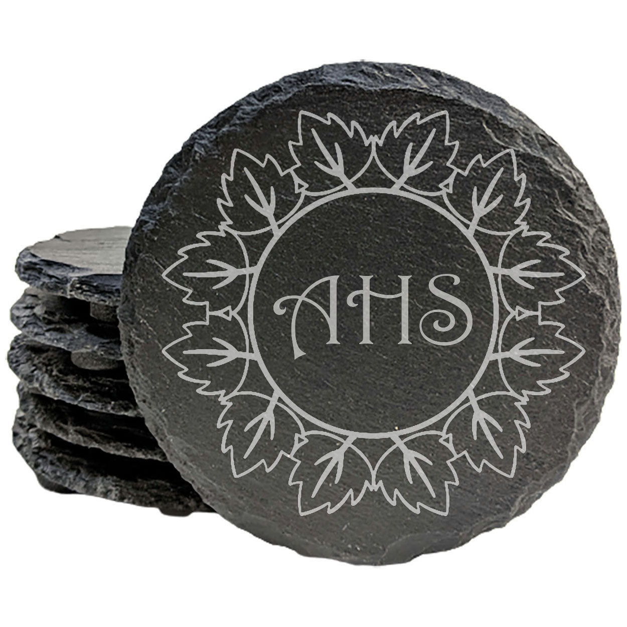 Welcoming Wreath Coasters: Personalize Your Slate Drinkware