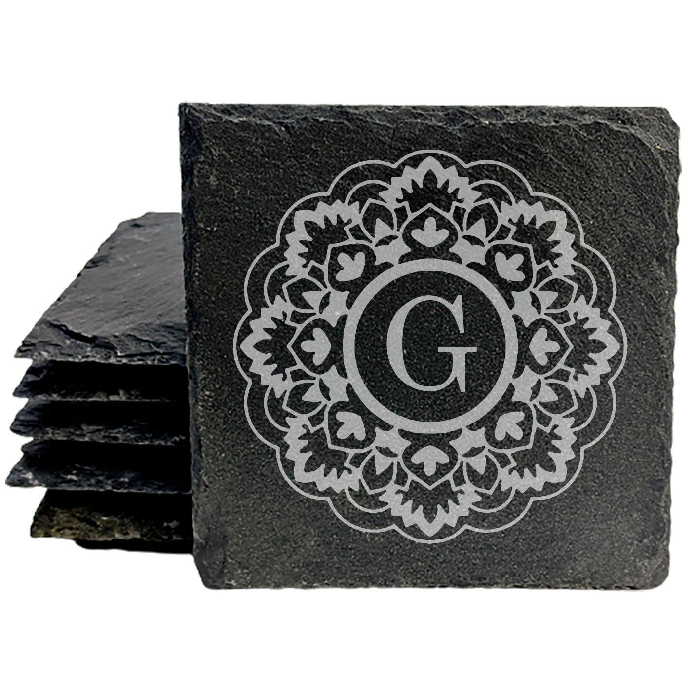 Find Your Zen: Personalized Slate Coasters with Mandala Monogram
