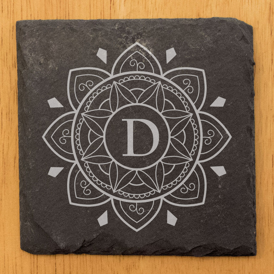 Find Your Ohm: Personalized Round Mandala Monogram Coasters