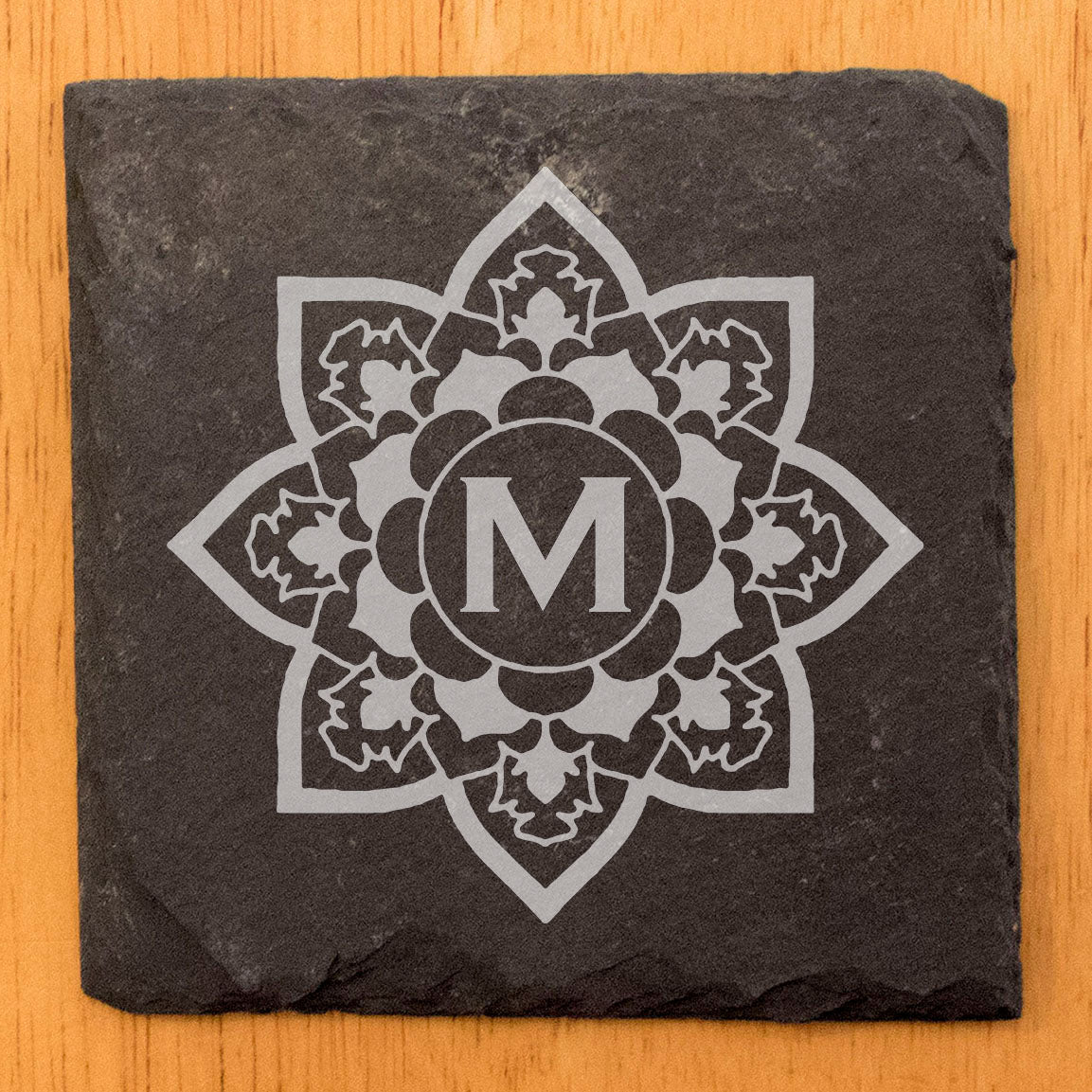 Bloom & Rest: Personalized Floral Mandala Monogram Coasters