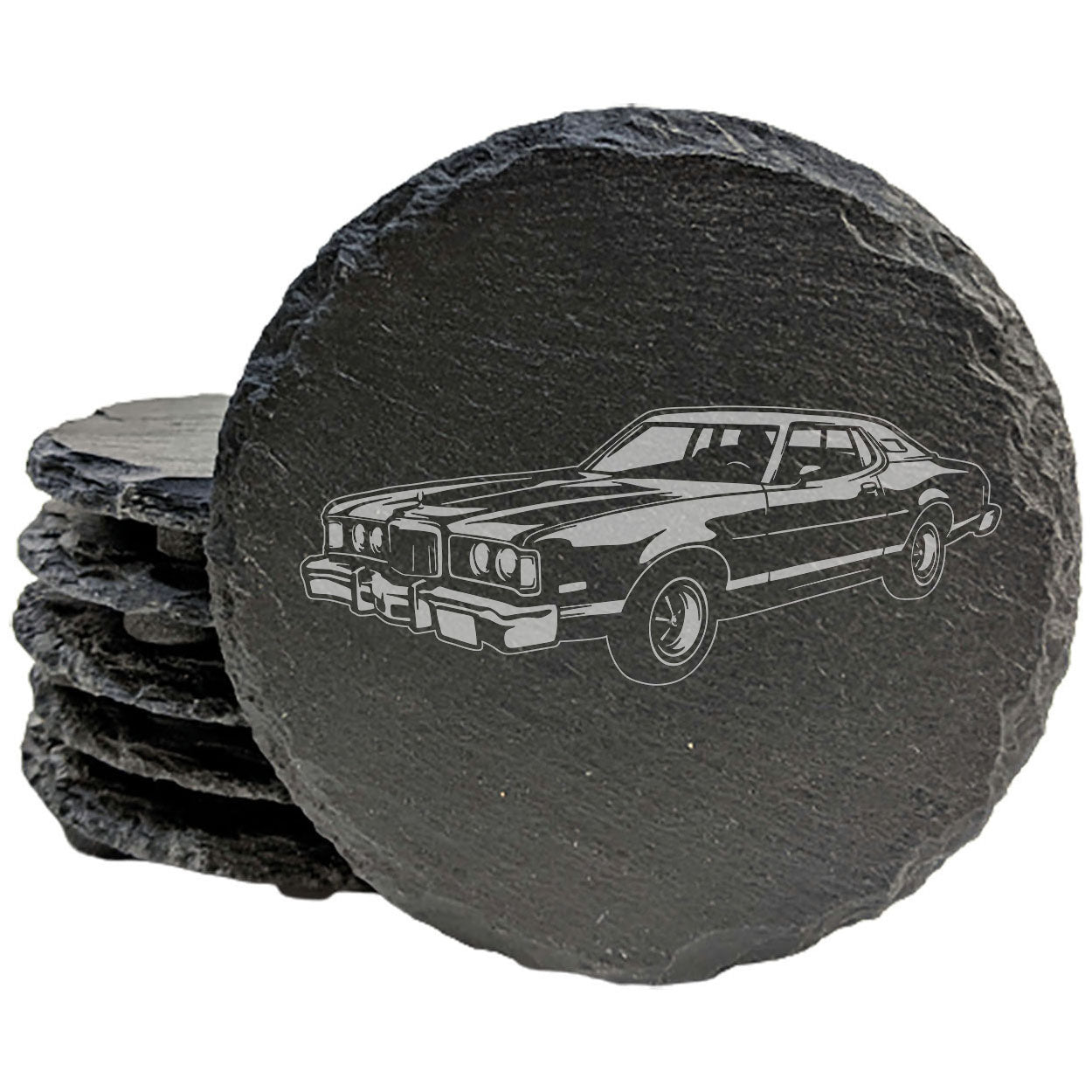 Mercury Cougar XR-7 Design Rustic Gray Slate Coasters Set of 4, Laser Etched, Perfect for Holidays & Birthdays, Housewarming Gifts, She-Shed or Man Cave Decor - Made in Oregon USA by Small Business