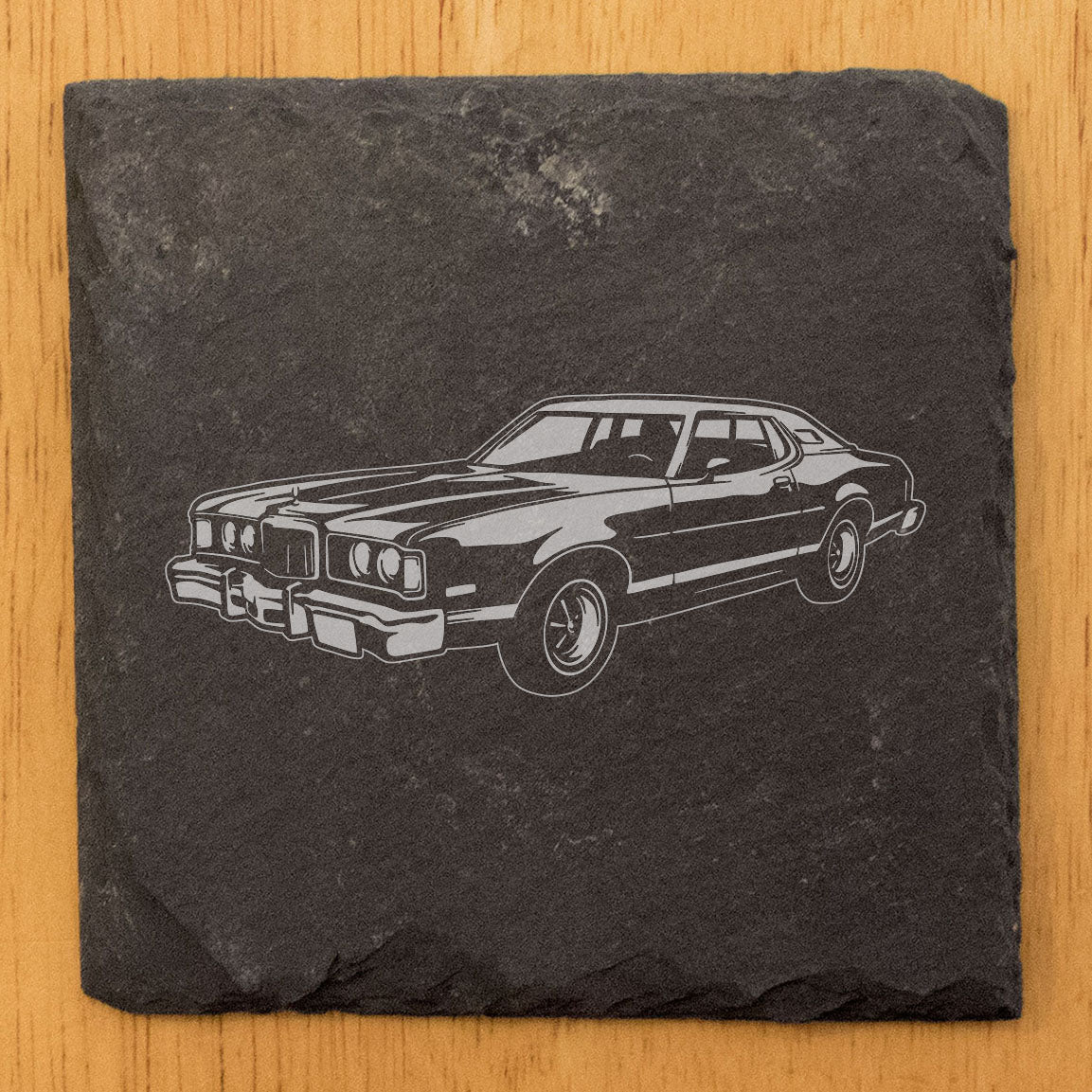 Mercury Cougar XR-7 Design Rustic Gray Slate Coasters Set of 4, Laser Etched, Perfect for Holidays & Birthdays, Housewarming Gifts, She-Shed or Man Cave Decor - Made in Oregon USA by Small Business
