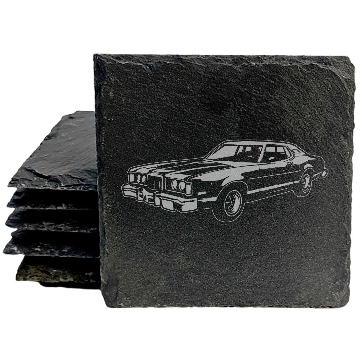Mercury Cougar XR-7 Design Rustic Gray Slate Coasters Set of 4, Laser Etched, Perfect for Holidays & Birthdays, Housewarming Gifts, She-Shed or Man Cave Decor - Made in Oregon USA by Small Business