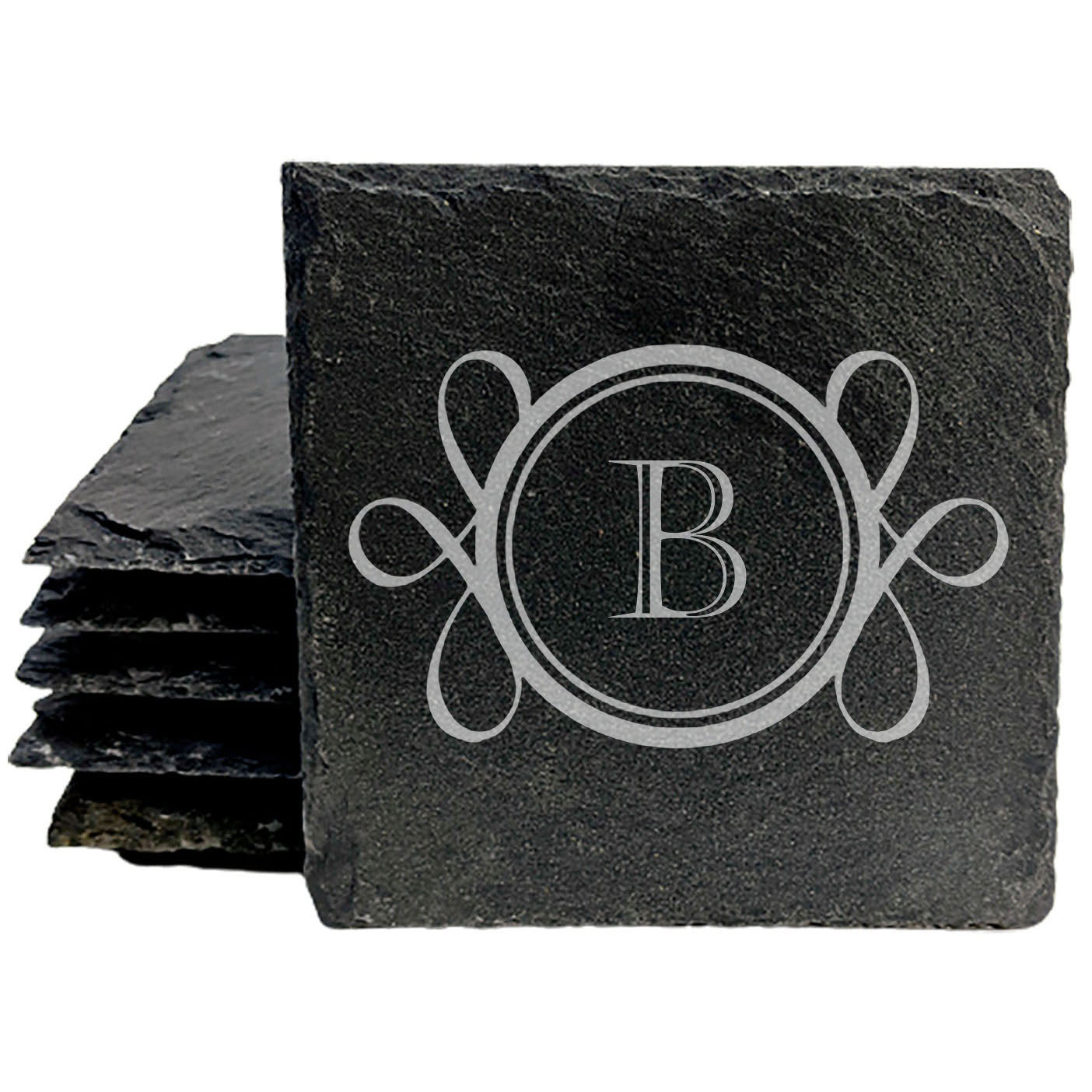 A Touch of Elegance: Personalized Slate Coasters with Monogram