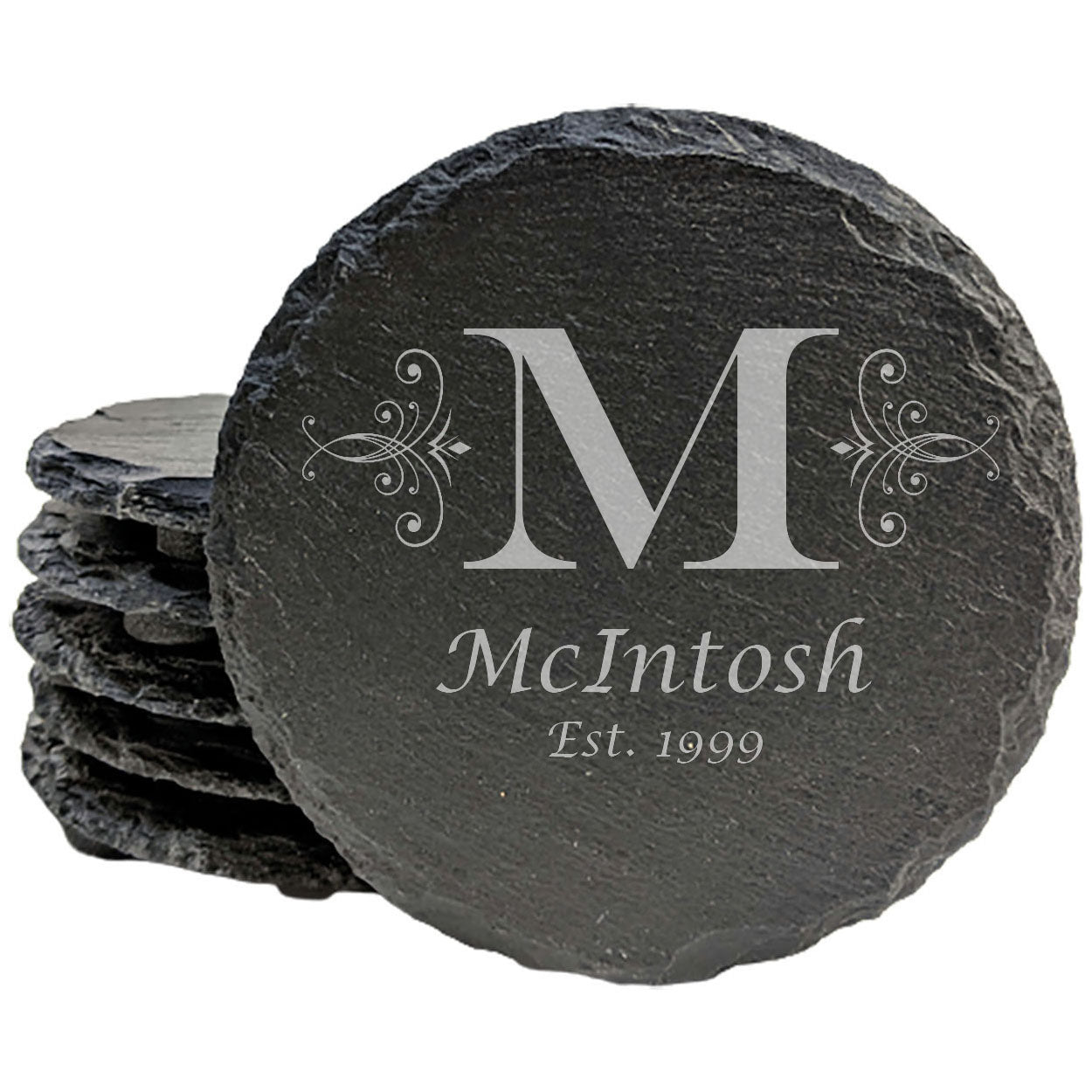 Timelessly Elegant: Personalized Slate Coasters with Monogram & Date