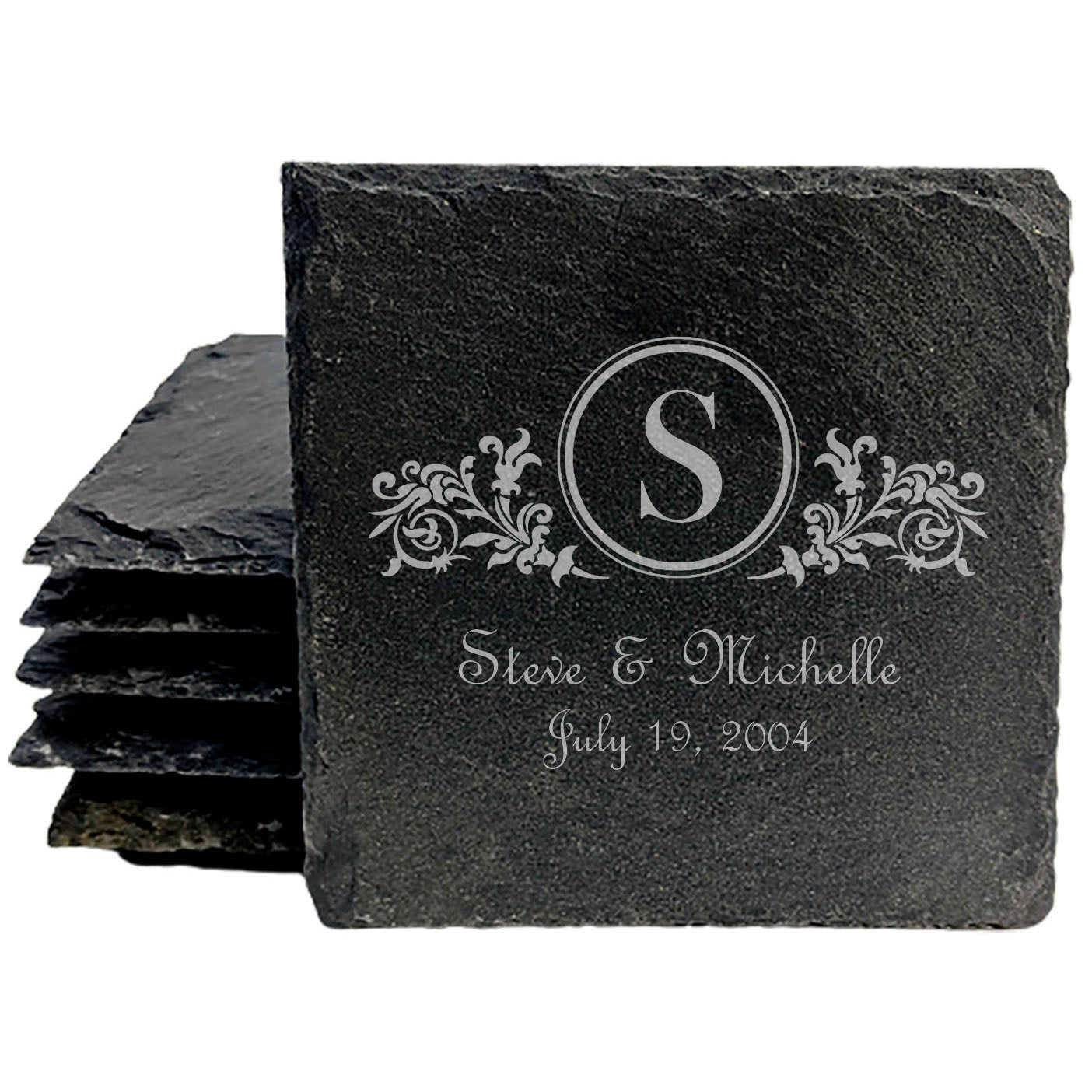 A Lasting Impression: Personalized Slate Coasters with Initials and Year