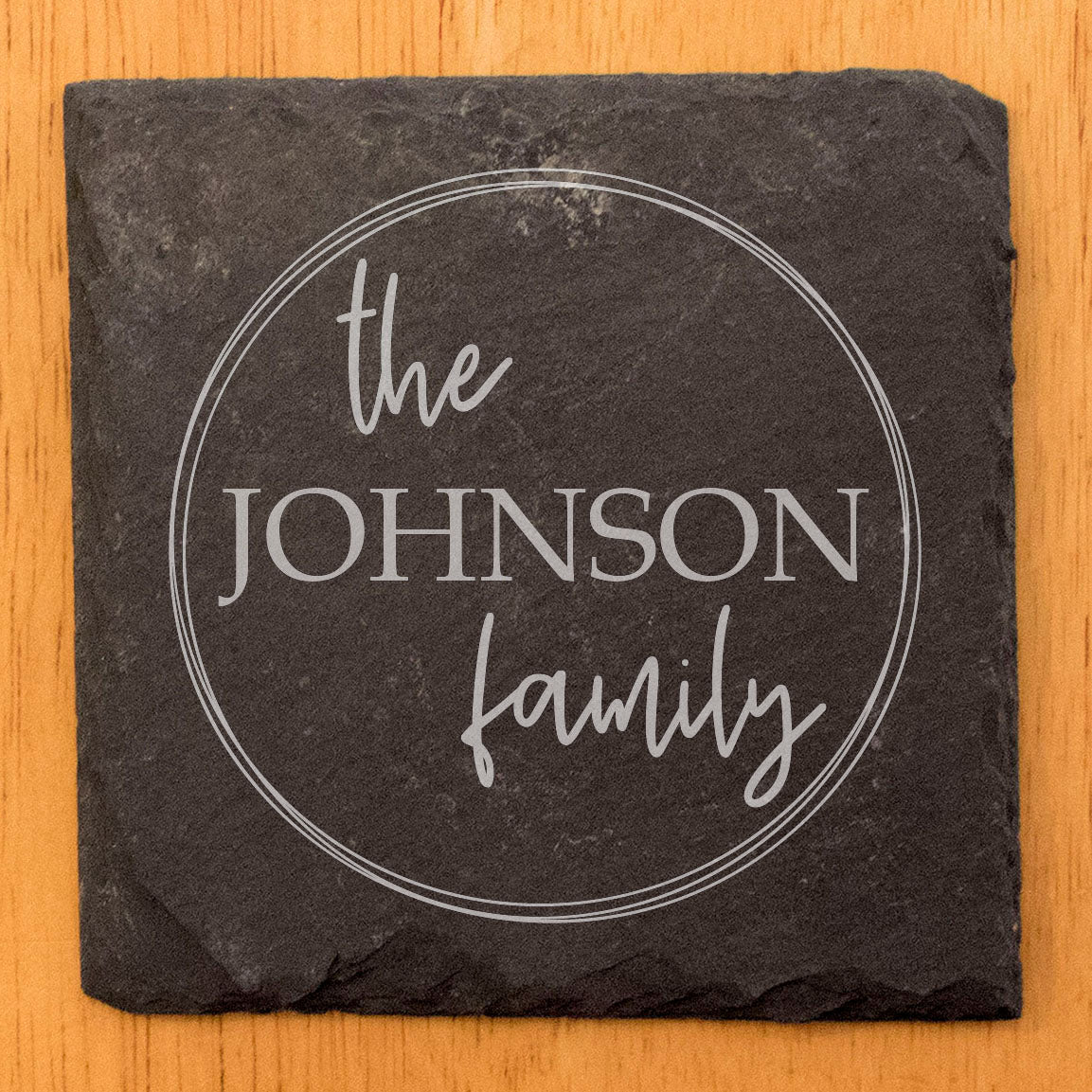 Simply Chic: Personalized Slate Coasters with Family Name