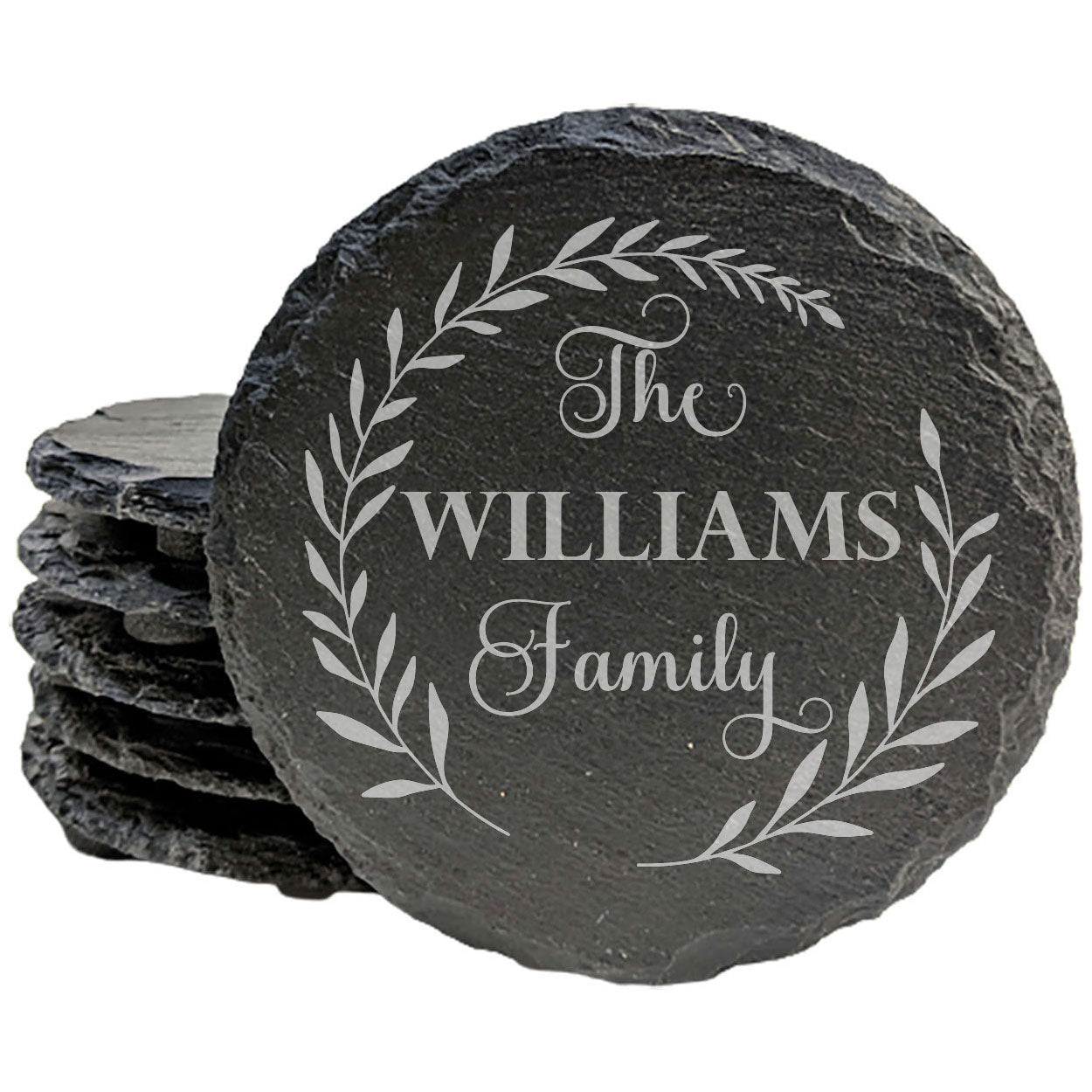 Personalized Monogram Coasters, Natural Slate Stone Coaster Set, Birthday, Wedding Or Anniversary Gift, Customized Rustic Coasters, Drink Coasters