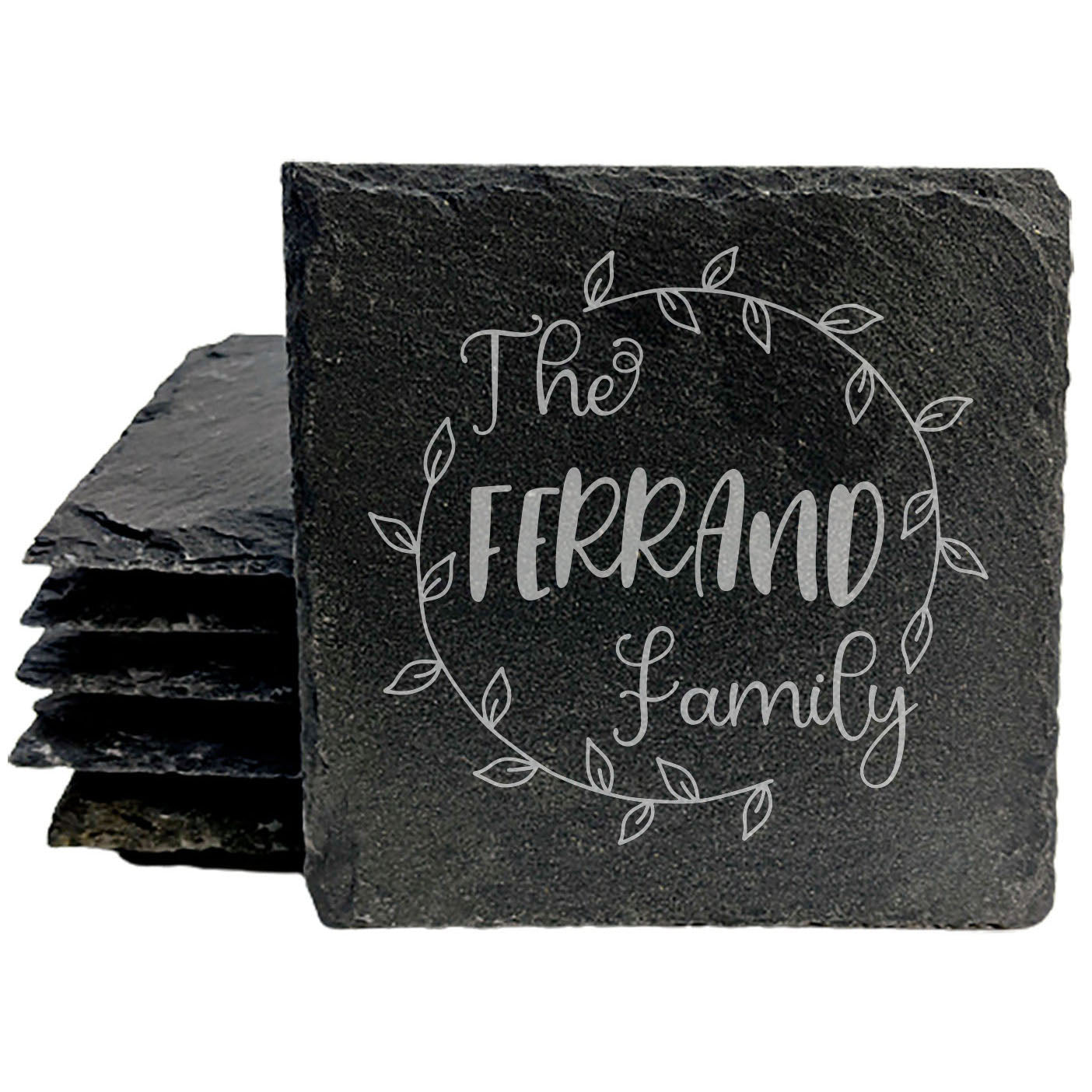 Personalized Monogram Coasters, Natural Slate Stone Coaster Set, Birthday, Wedding Or Anniversary Gift, Customized Rustic Coasters, Drink Coasters