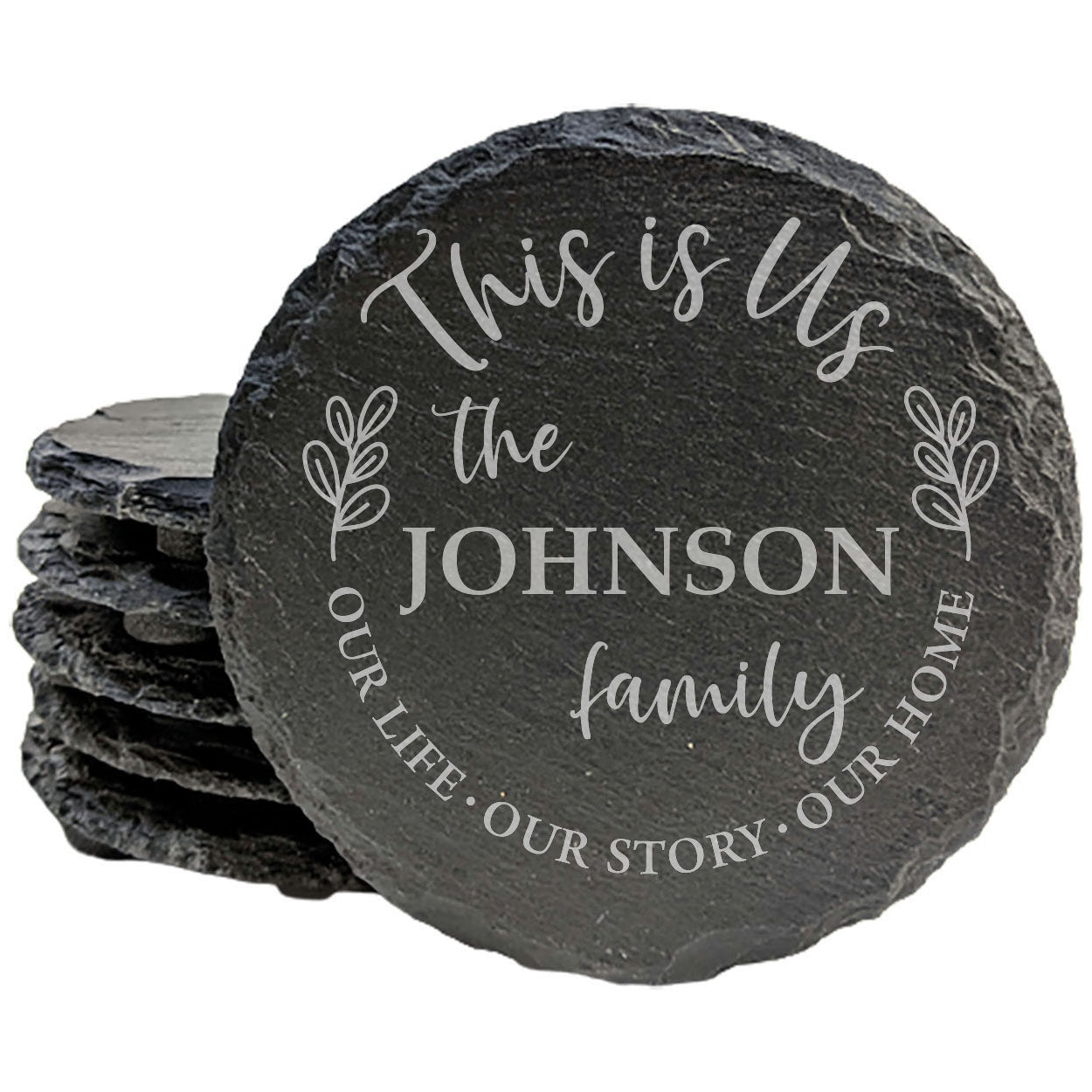 Personalized Monogram Coasters, Natural Slate Stone Coaster Set, Birthday, Wedding Or Anniversary Gift, Customized Rustic Coasters, Drink Coasters
