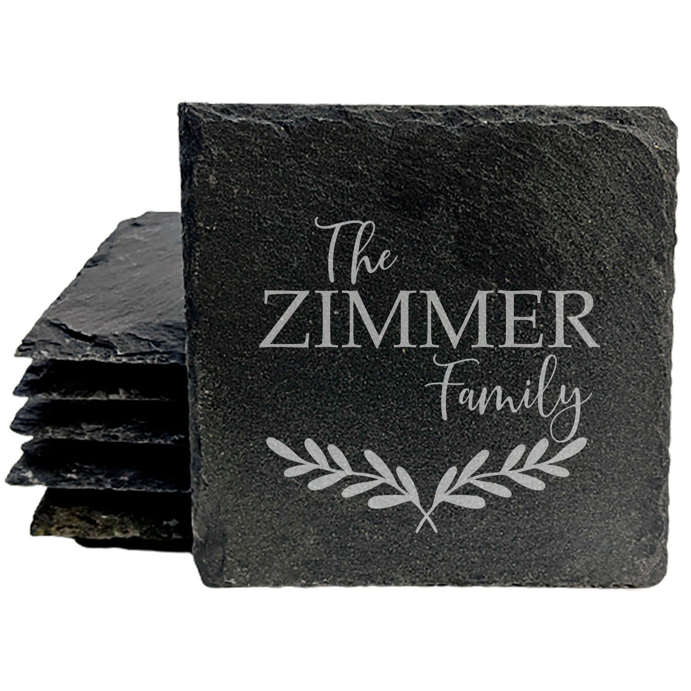 Personalized Monogram Coasters, Natural Slate Stone Coaster Set, Birthday, Wedding Or Anniversary Gift, Customized Rustic Coasters, Drink Coasters