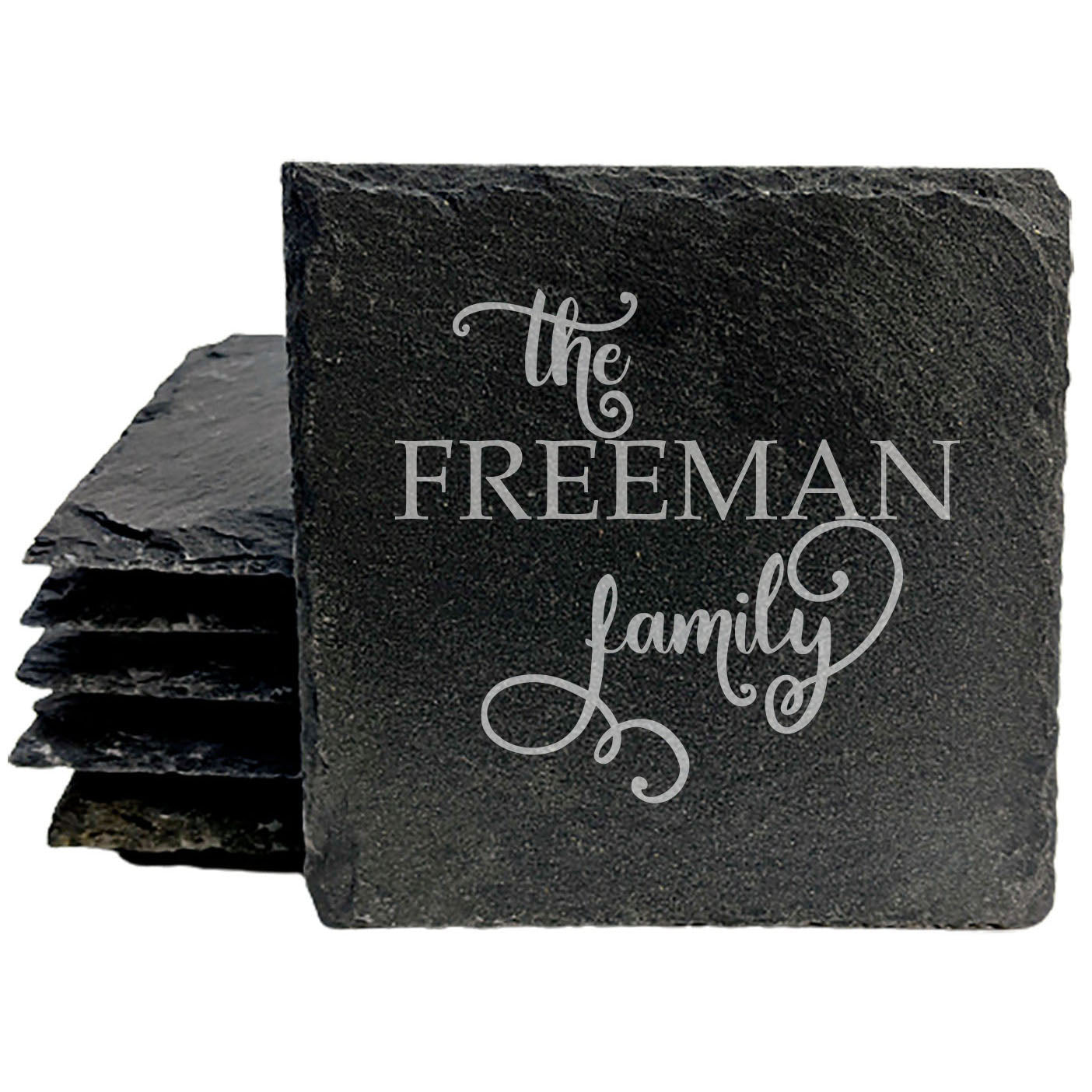 Personalized Monogram Coasters, Natural Slate Stone Coaster Set, Birthday, Wedding Or Anniversary Gift, Customized Rustic Coasters, Drink Coasters