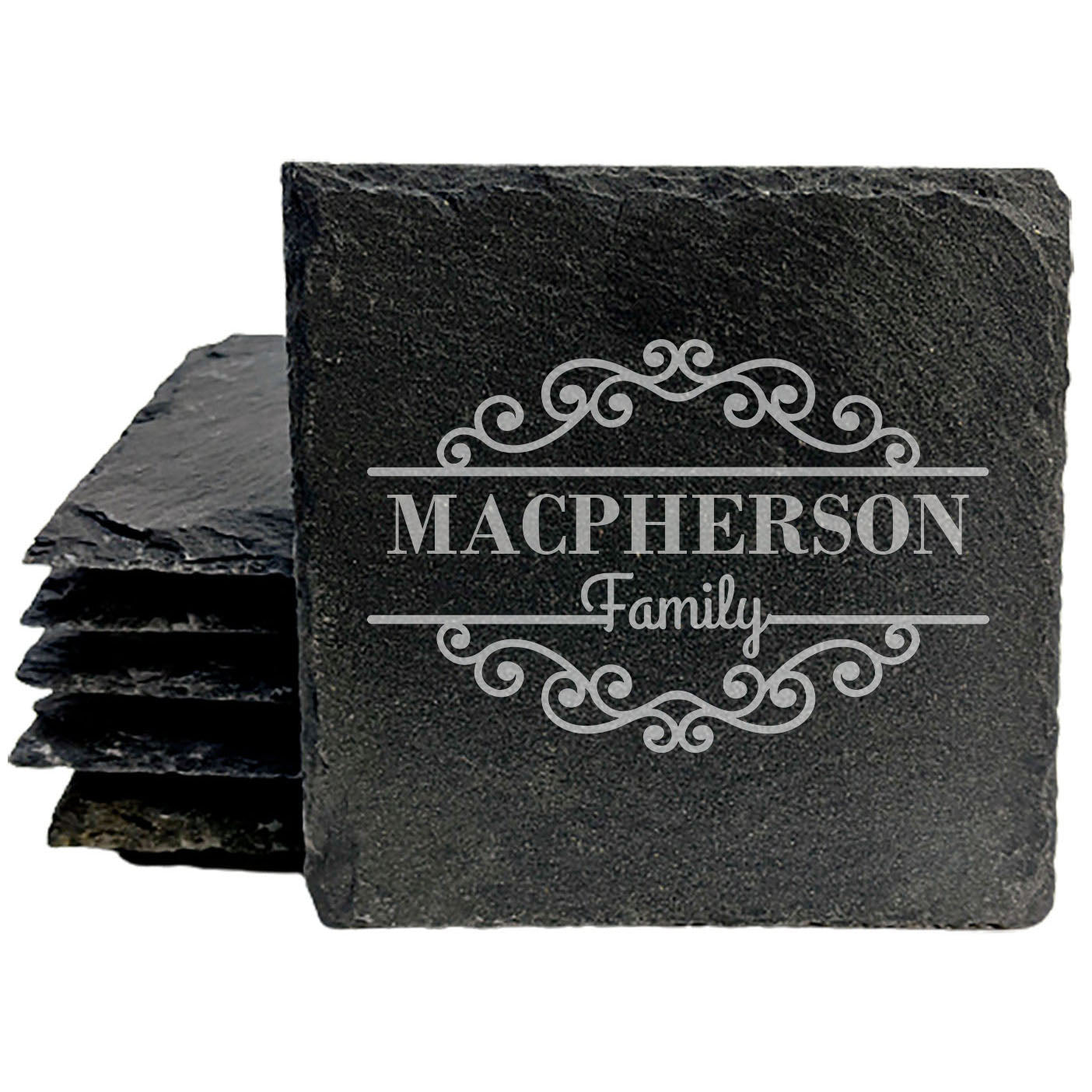 Personalized Monogram Coasters, Natural Slate Stone Coaster Set, Birthday, Wedding Or Anniversary Gift, Customized Rustic Coasters, Drink Coasters