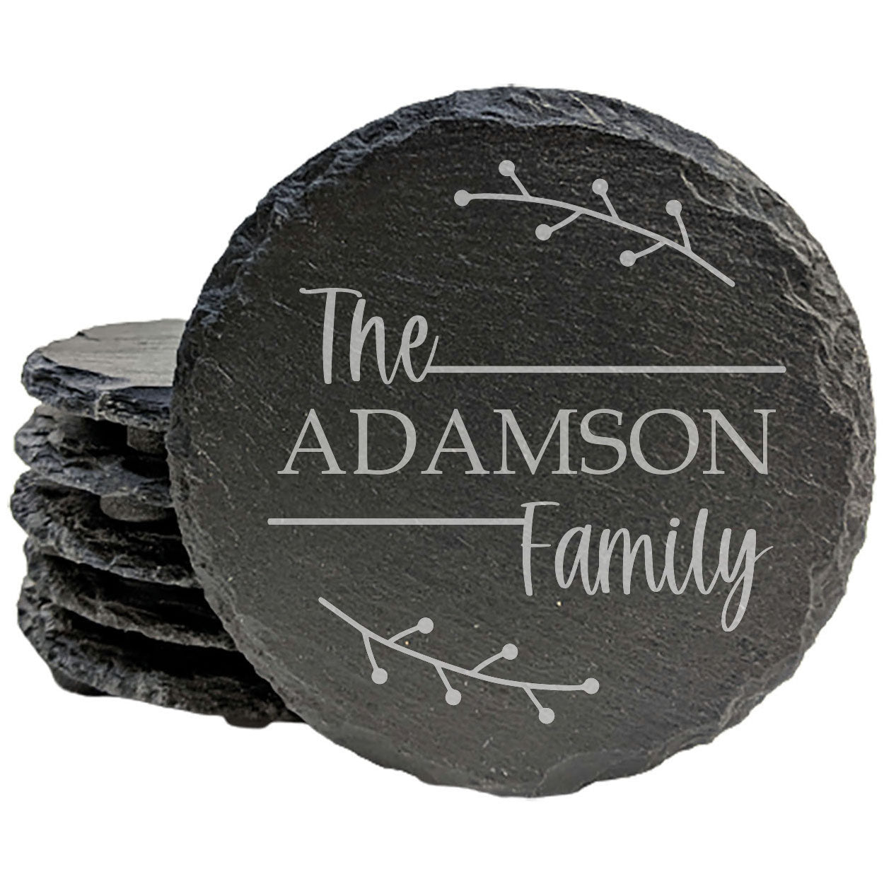 Personalized Monogram Coasters, Natural Slate Stone Coaster Set, Birthday, Wedding Or Anniversary Gift, Customized Rustic Coasters, Drink Coasters