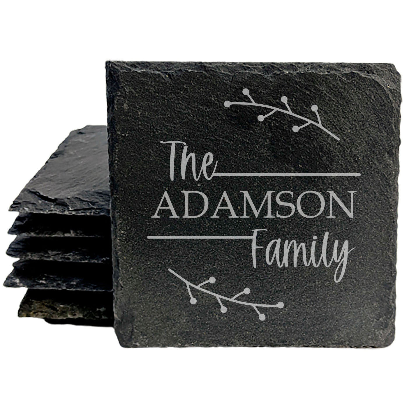Personalized Monogram Coasters, Natural Slate Stone Coaster Set, Birthday, Wedding Or Anniversary Gift, Customized Rustic Coasters, Drink Coasters