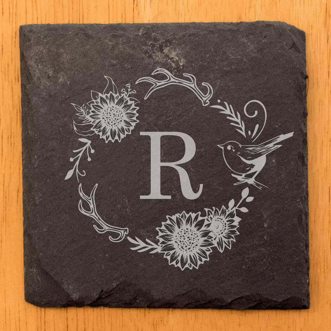 Personalized Monogram Coasters, Natural Slate Stone Coaster Set, Birthday, Wedding Or Anniversary Gift, Customized Rustic Coasters, Drink Coasters