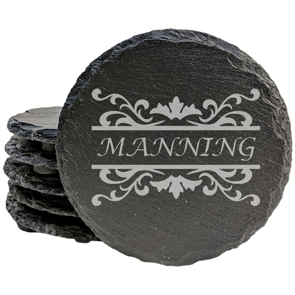 Personalized Monogram Coasters, Natural Slate Stone Coaster Set, Birthday, Wedding Or Anniversary Gift, Customized Rustic Coasters, Drink Coasters