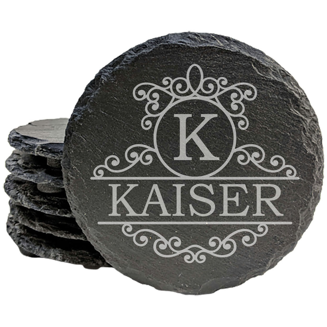Personalized Monogram Coasters, Natural Slate Stone Coaster Set, Birthday, Wedding Or Anniversary Gift, Customized Rustic Coasters, Drink Coasters