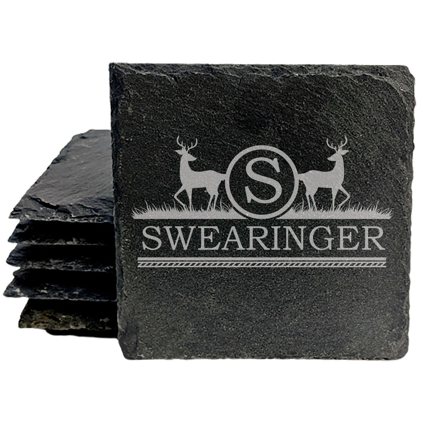Personalized Monogram Coasters, Natural Slate Stone Coaster Set, Birthday, Wedding Or Anniversary Gift, Customized Rustic Coasters, Drink Coasters