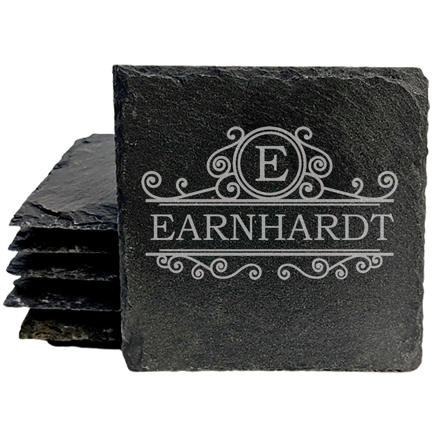 Personalized Monogram Coasters, Natural Slate Stone Coaster Set, Birthday, Wedding Or Anniversary Gift, Customized Rustic Coasters, Drink Coasters