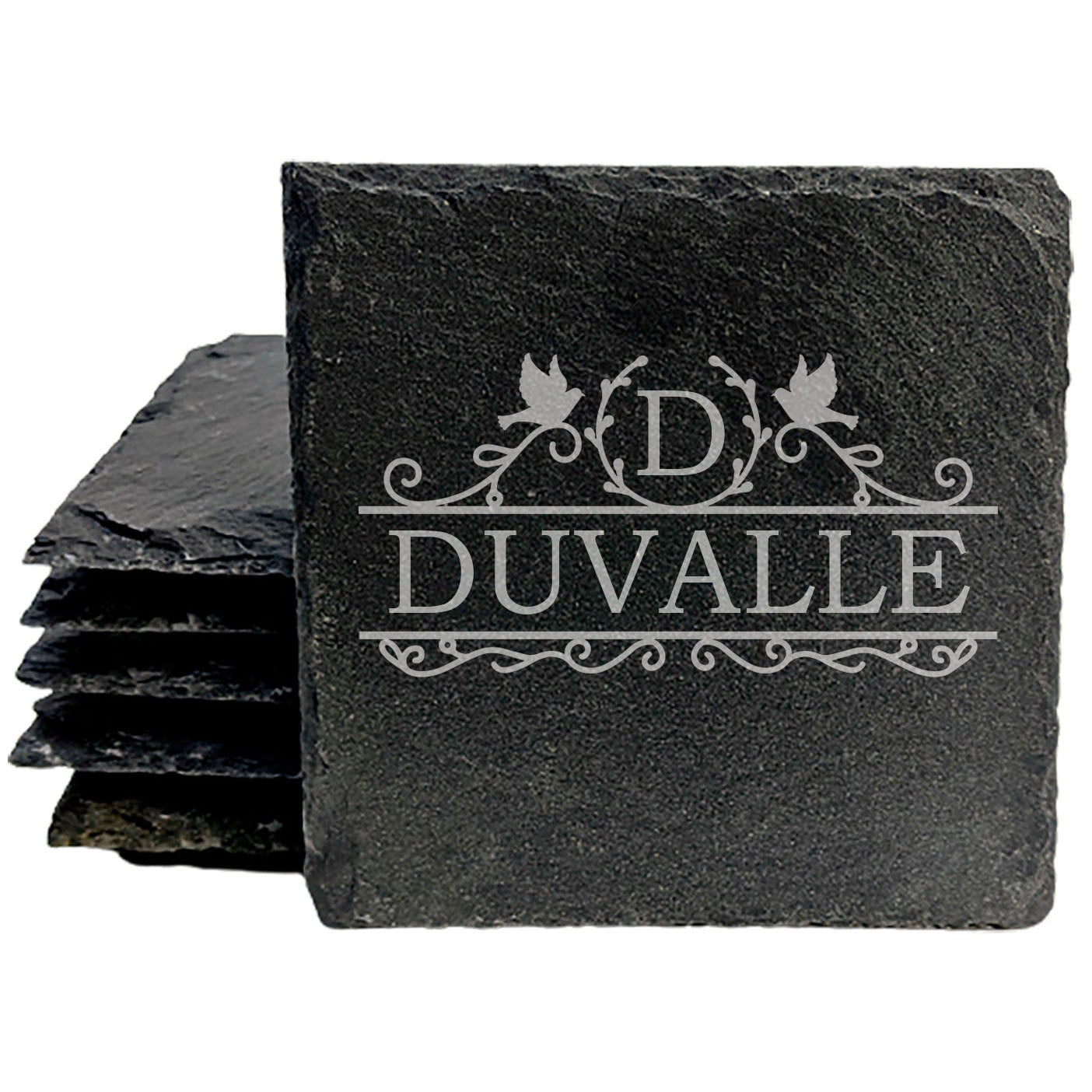 Personalized Monogram Coasters, Natural Slate Stone Coaster Set, Birthday, Wedding Or Anniversary Gift, Customized Rustic Coasters, Drink Coasters