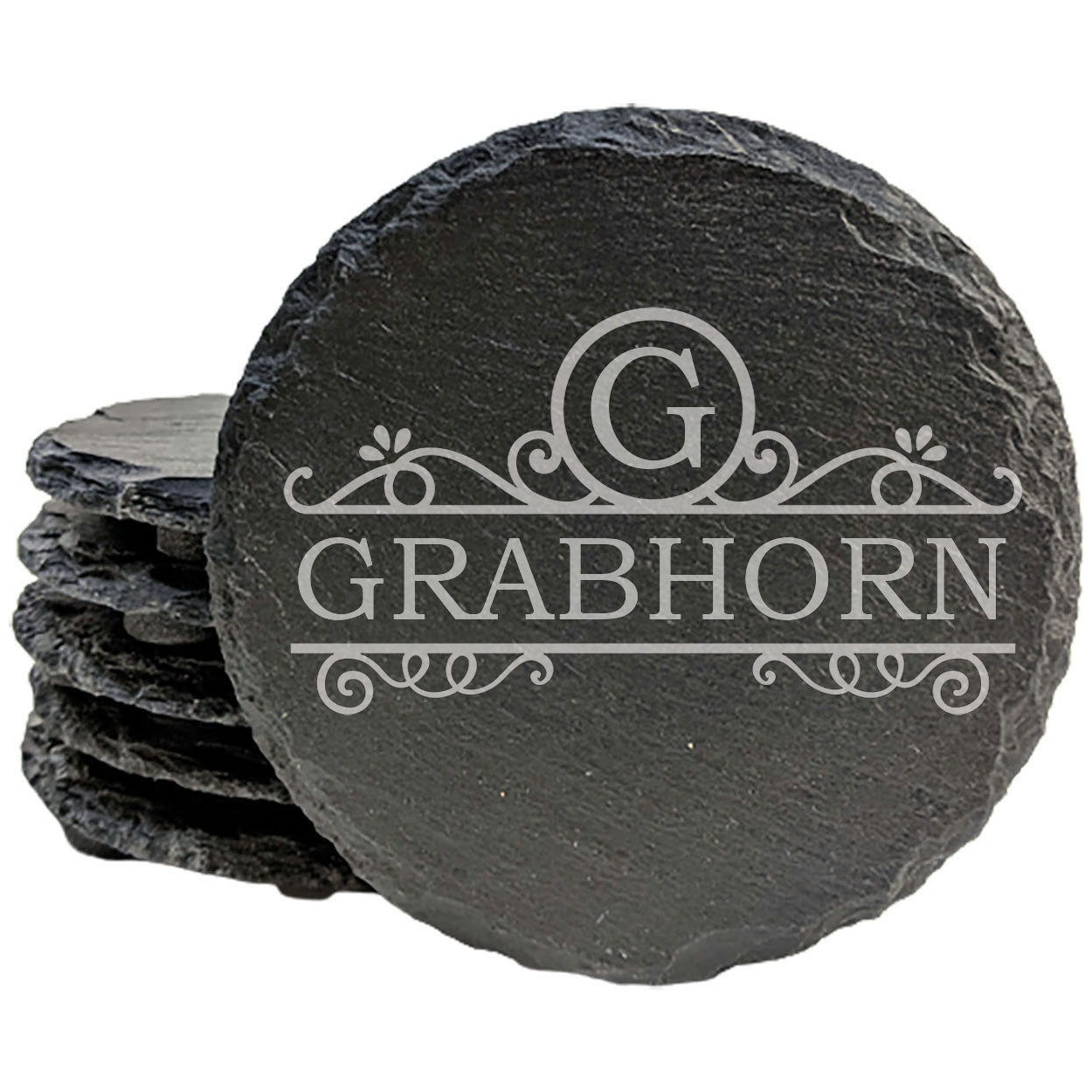 Personalized Monogram Coasters, Natural Slate Stone Coaster Set, Birthday, Wedding Or Anniversary Gift, Customized Rustic Coasters, Drink Coasters