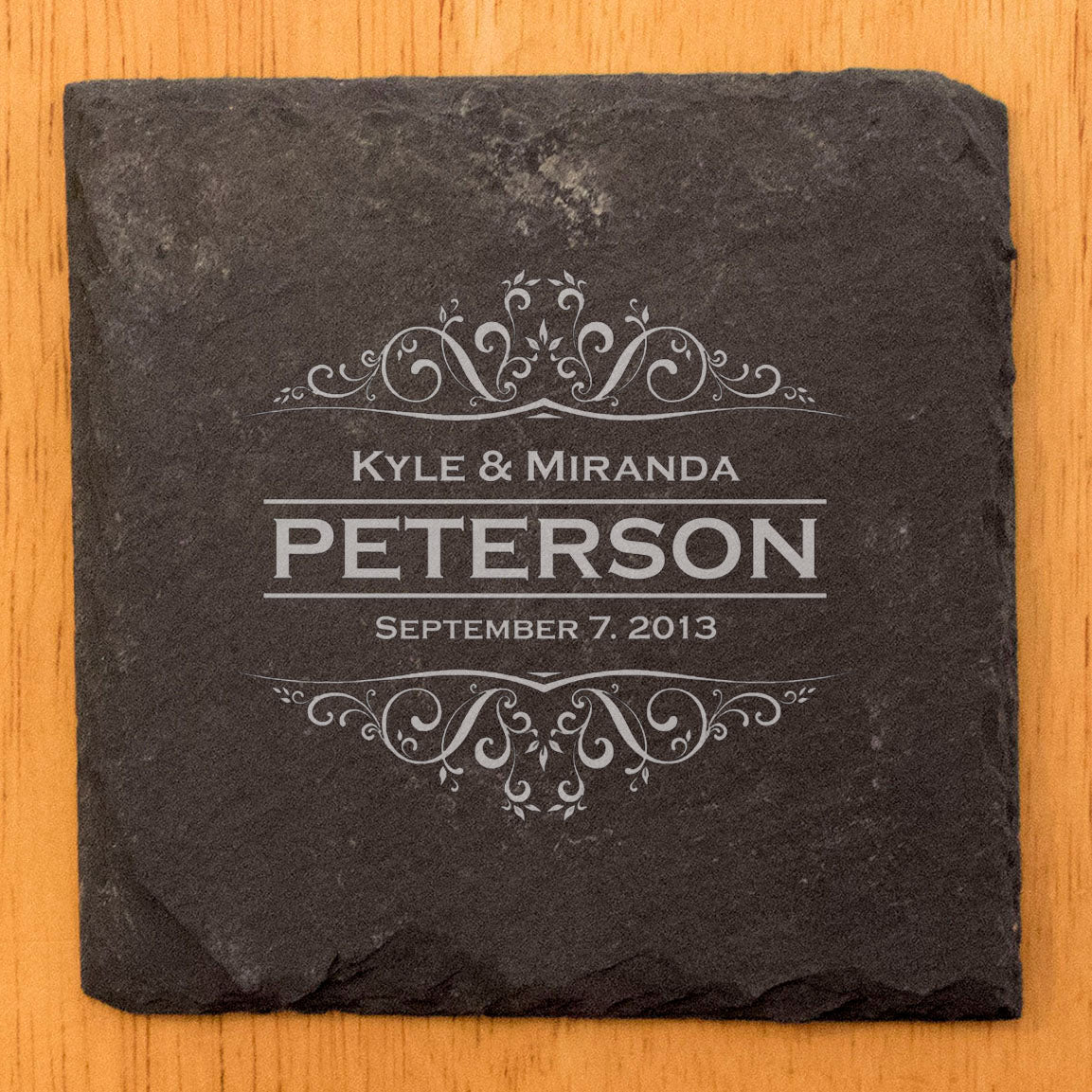 Personalized Monogram Coasters, Natural Slate Stone Coaster Set, Birthday, Wedding Or Anniversary Gift, Customized Rustic Coasters, Drink Coasters