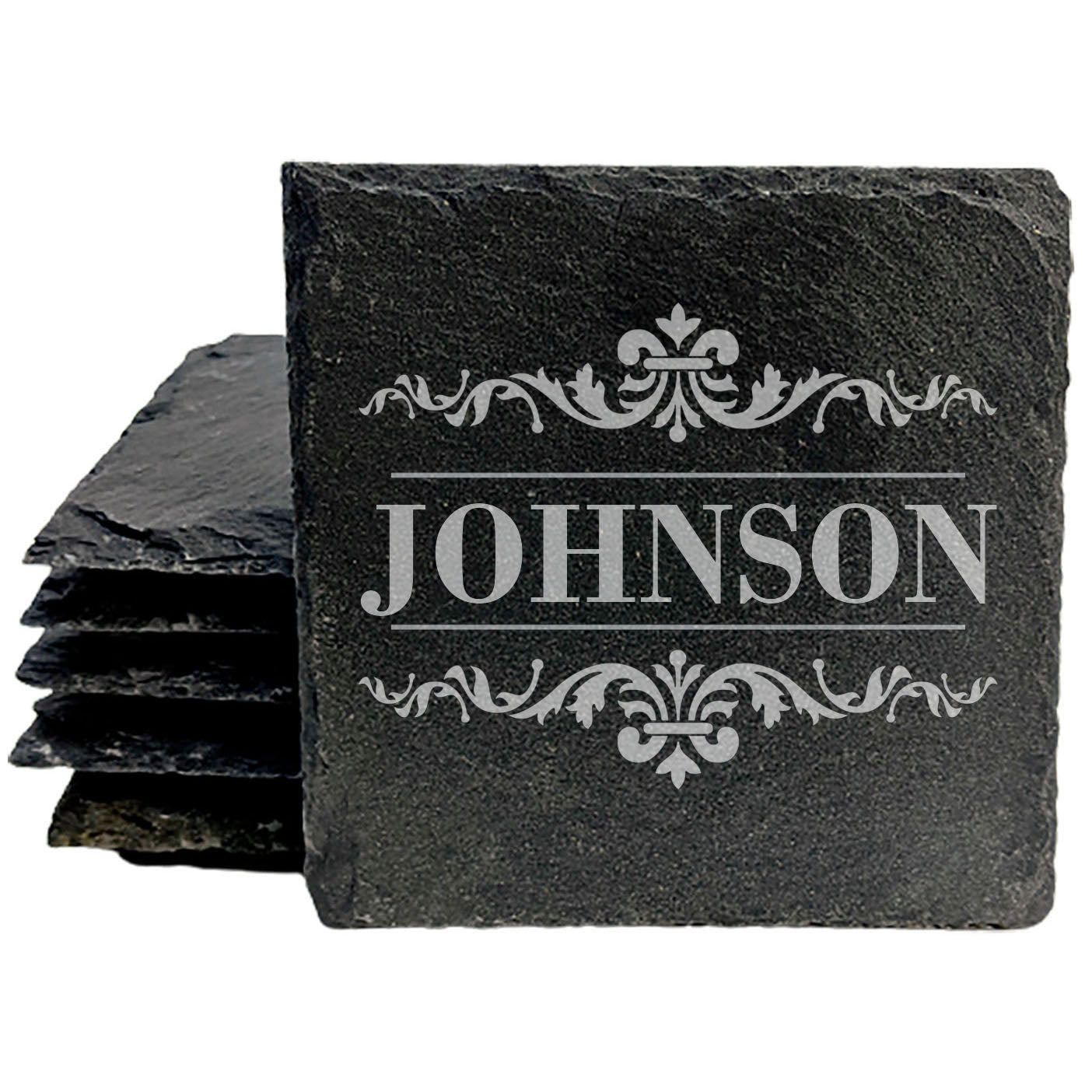 Personalized Monogram Coasters, Natural Slate Stone Coaster Set, Birthday, Wedding Or Anniversary Gift, Customized Rustic Coasters, Drink Coasters