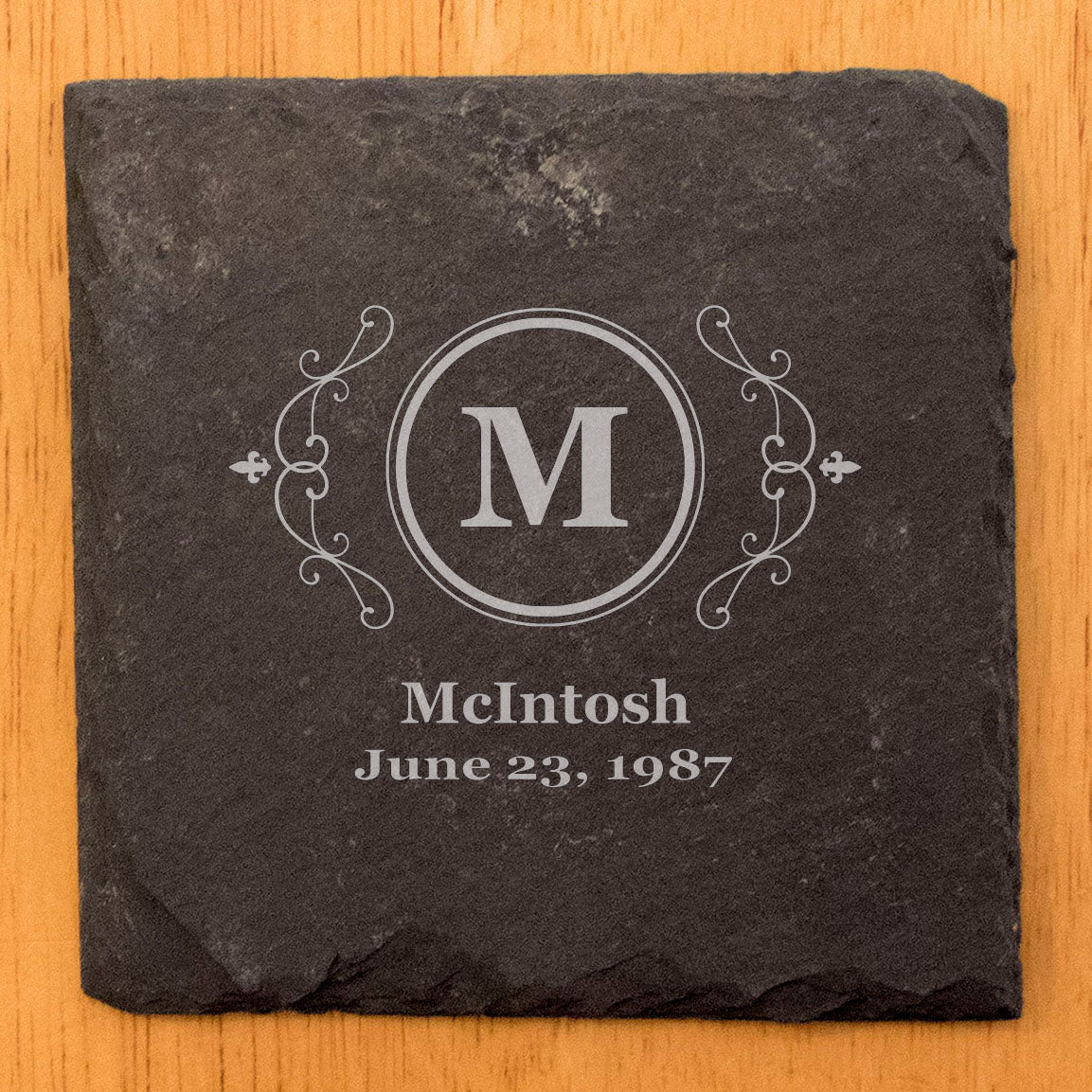Personalized Monogram Coasters, Natural Slate Stone Coaster Set, Birthday, Wedding Or Anniversary Gift, Customized Rustic Coasters, Drink Coasters