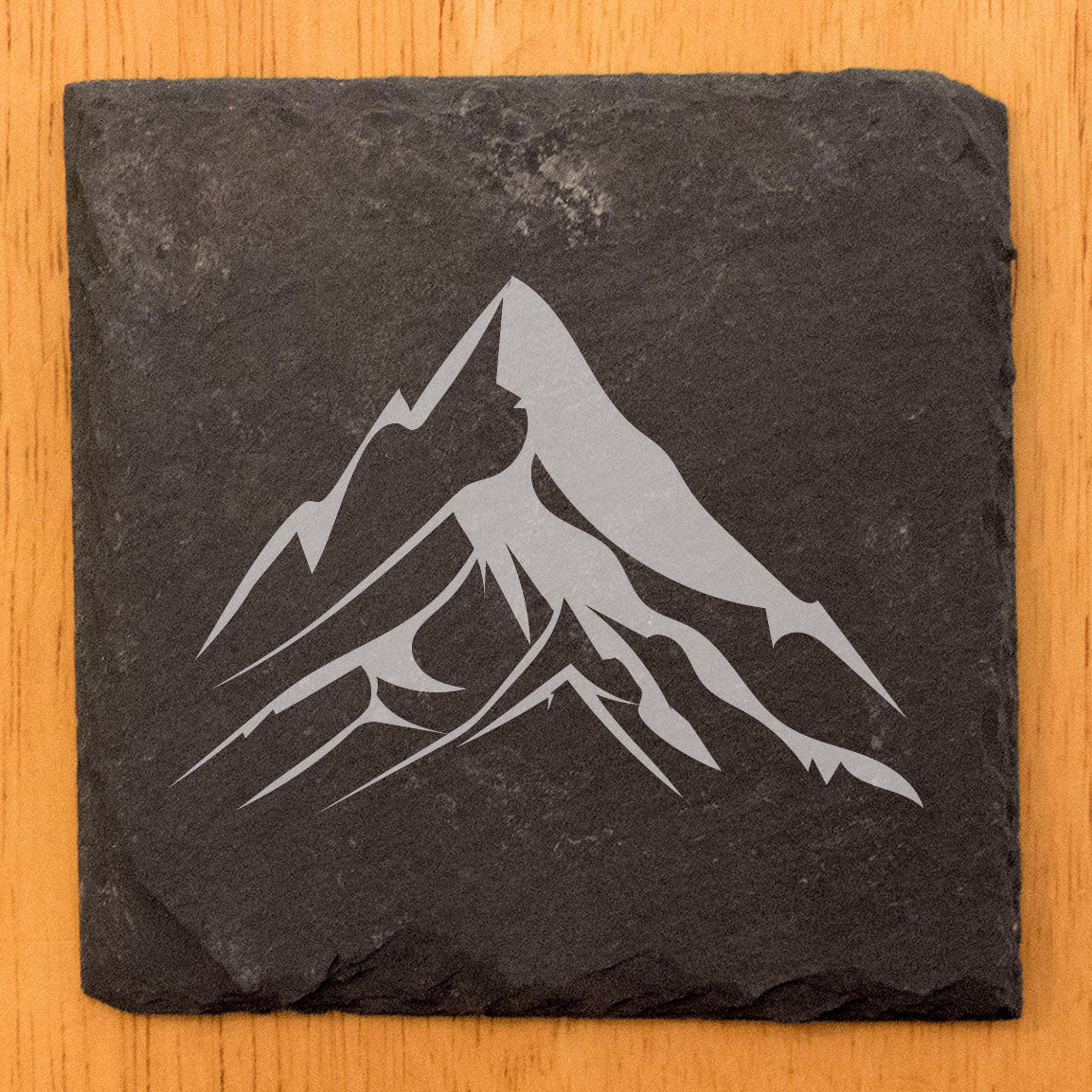 "Mountain Majesty" Slate Coasters with Stunning Mountain Scene Design - Perfect for Home and Office Decor and Protection of Surfaces, available in square or round Coasters