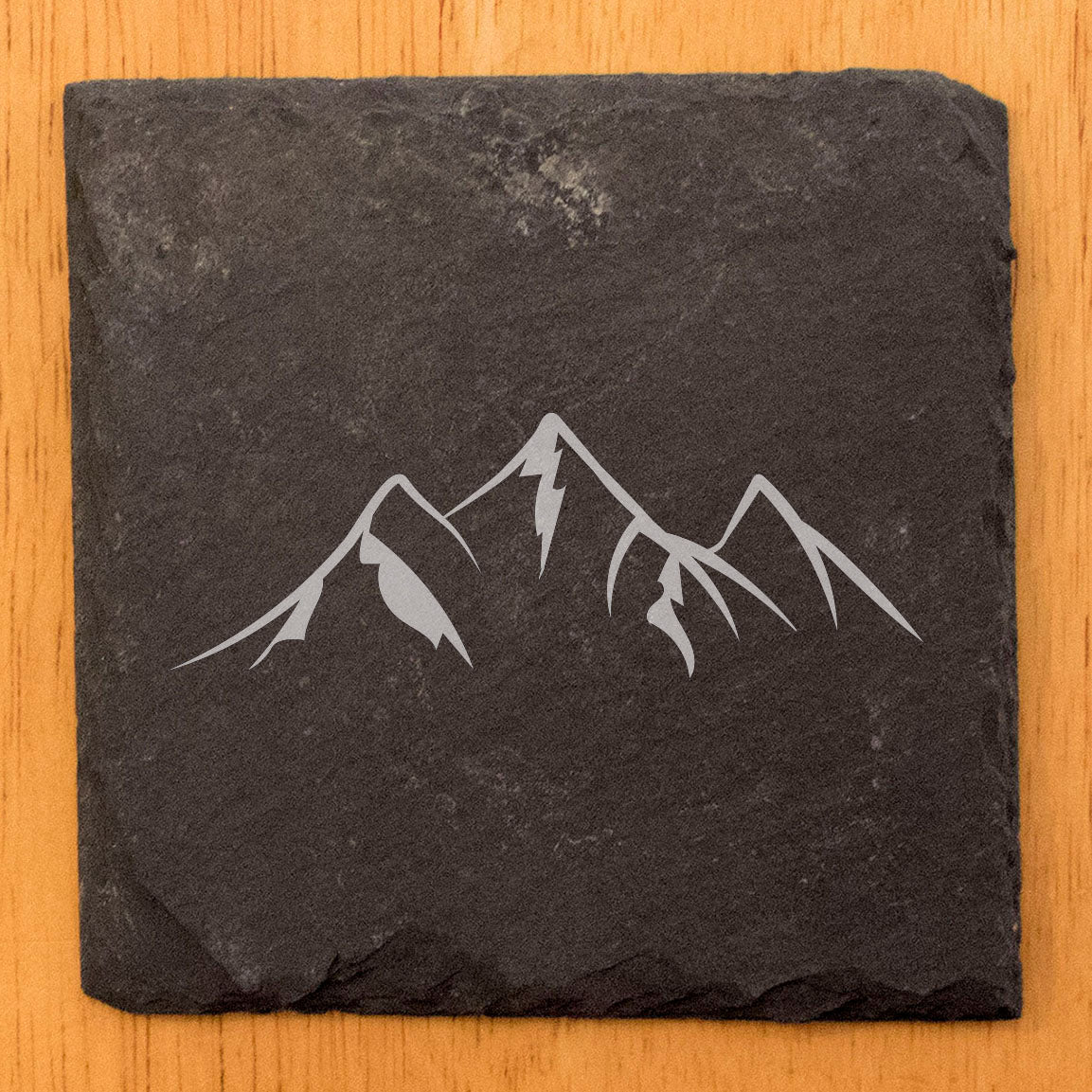 "Mountain Majesty" Slate Coasters with Stunning Mountain Scene Design - Perfect for Home and Office Decor and Protection of Surfaces, available in square or round Coasters