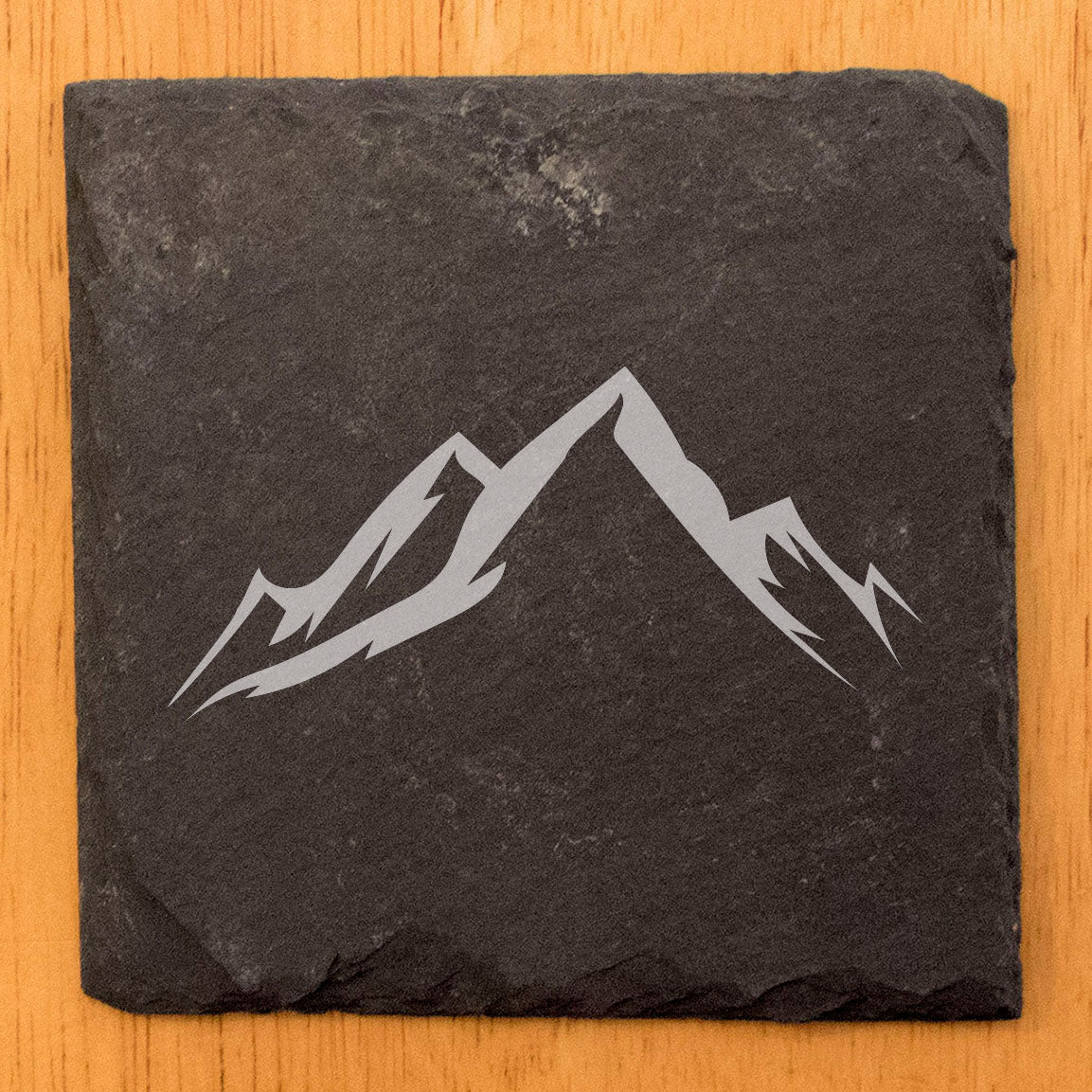 "Mountain Majesty" Slate Coasters with Stunning Mountain Scene Design - Perfect for Home and Office Decor and Protection of Surfaces, available in square or round Coasters