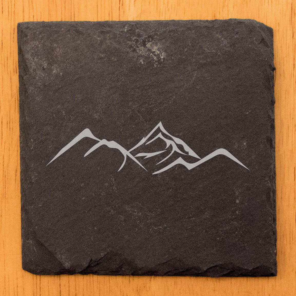 "Mountain Majesty" Slate Coasters with Stunning Mountain Scene Design - Perfect for Home and Office Decor and Protection of Surfaces, available in square or round Coasters