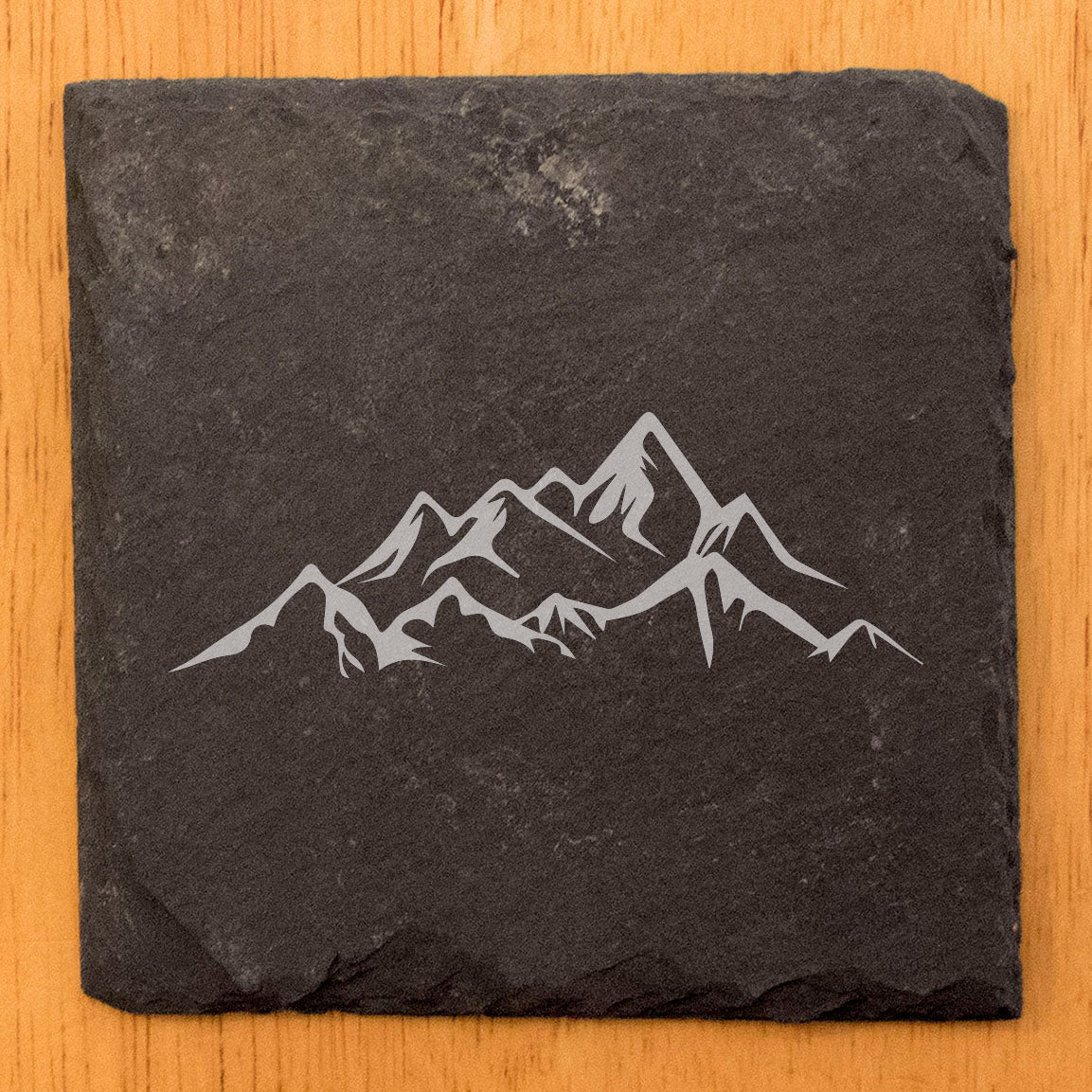 "Mountain Majesty" Slate Coasters with Stunning Mountain Scene Design - Perfect for Home and Office Decor and Protection of Surfaces, available in square or round Coasters