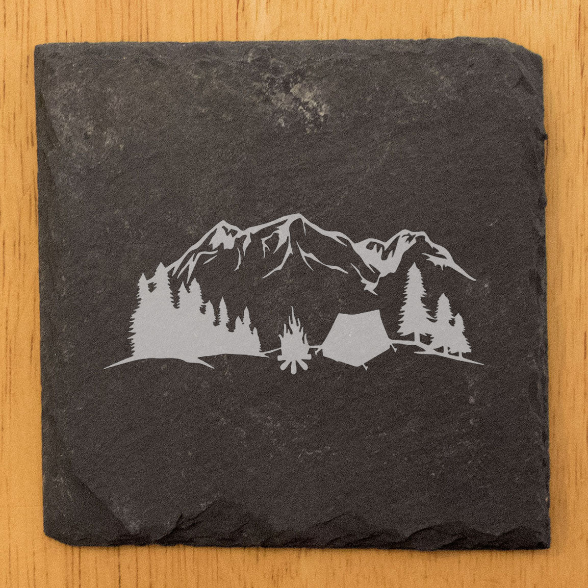 "Mountain Majesty" Slate Coasters with Stunning Mountain Scene Design - Perfect for Home and Office Decor and Protection of Surfaces, available in square or round Coasters