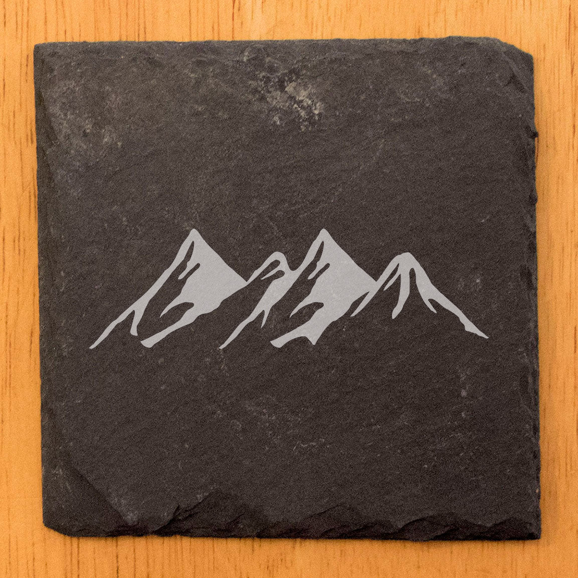 "Mountain Majesty" Slate Coasters with Stunning Mountain Scene Design - Perfect for Home and Office Decor and Protection of Surfaces, available in square or round Coasters