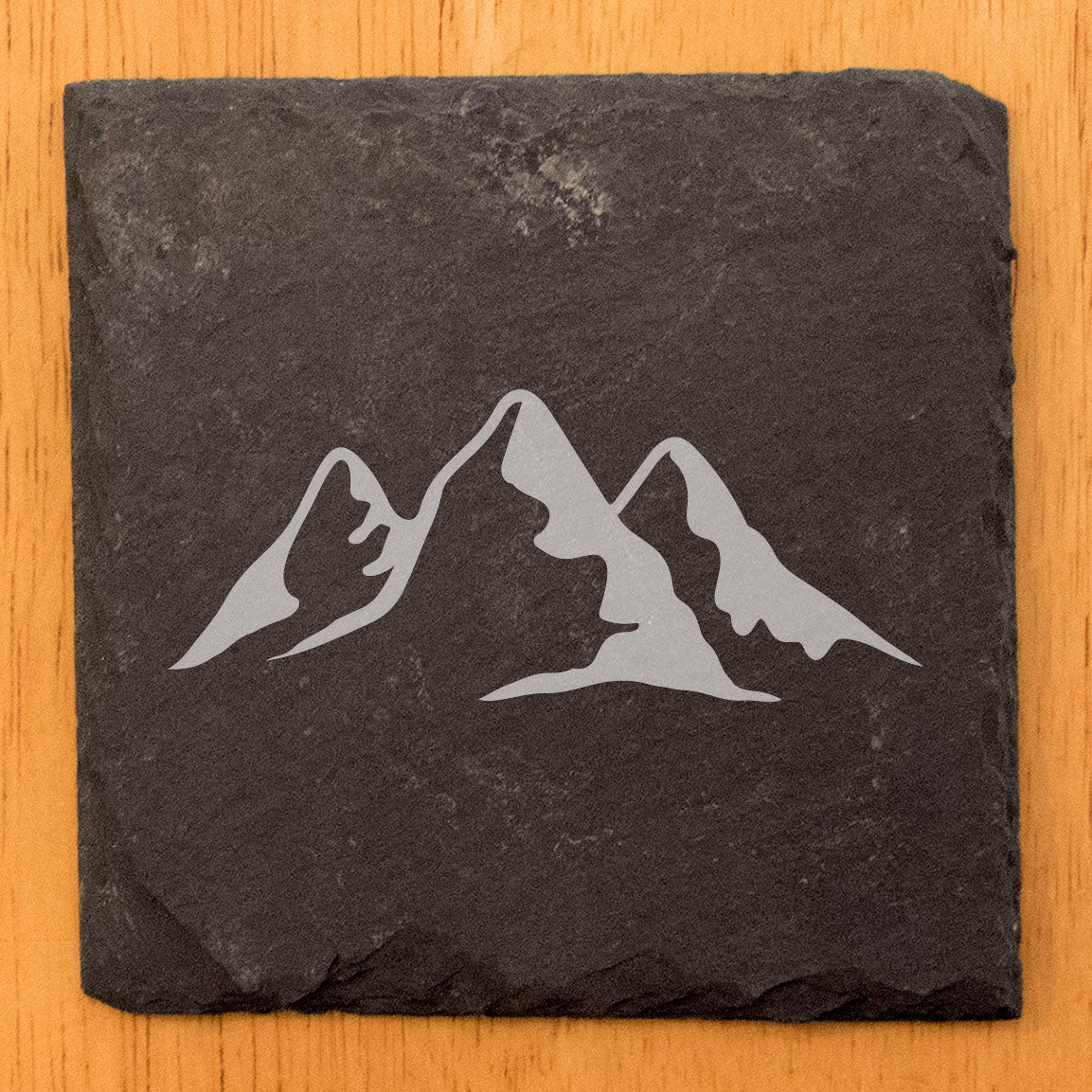 "Mountain Majesty" Slate Coasters with Stunning Mountain Scene Design - Perfect for Home and Office Decor and Protection of Surfaces, available in square or round Coasters