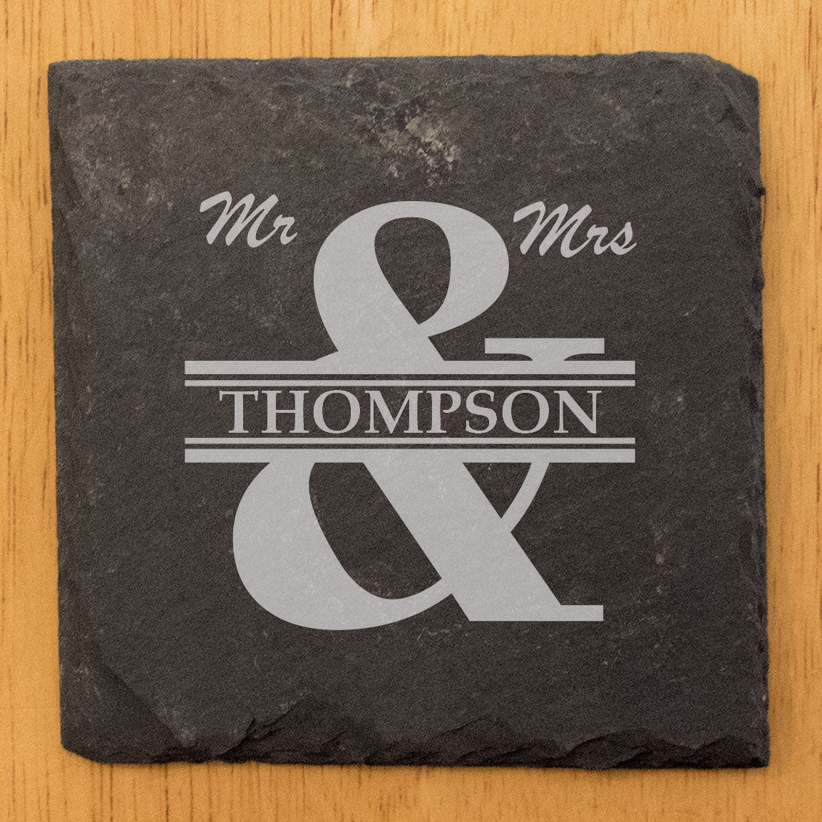 Coasters for Two: Round Split Monogram Slate Drink Coasters