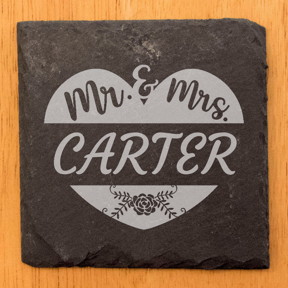 Mr. & Mrs. Forever: Personalized Slate Coasters with Heart