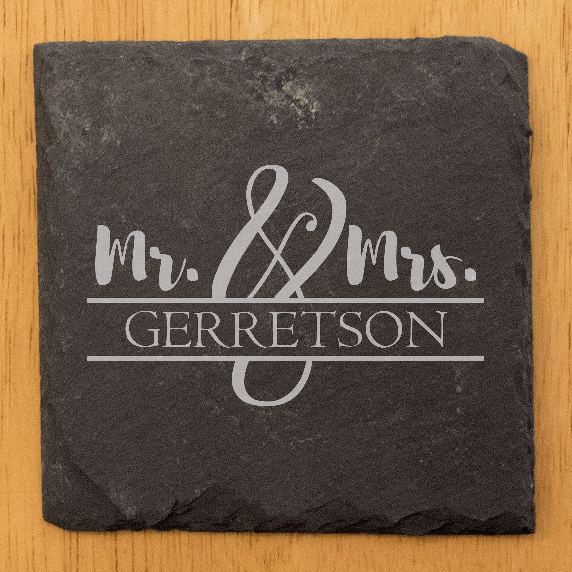 A Touch of Grace: Personalized Monogram Coasters on Rustic Slate