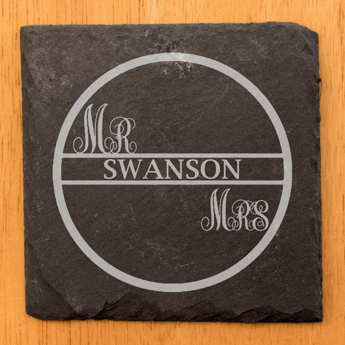 A Lasting Love: Personalized Slate Coasters with Round Monogram