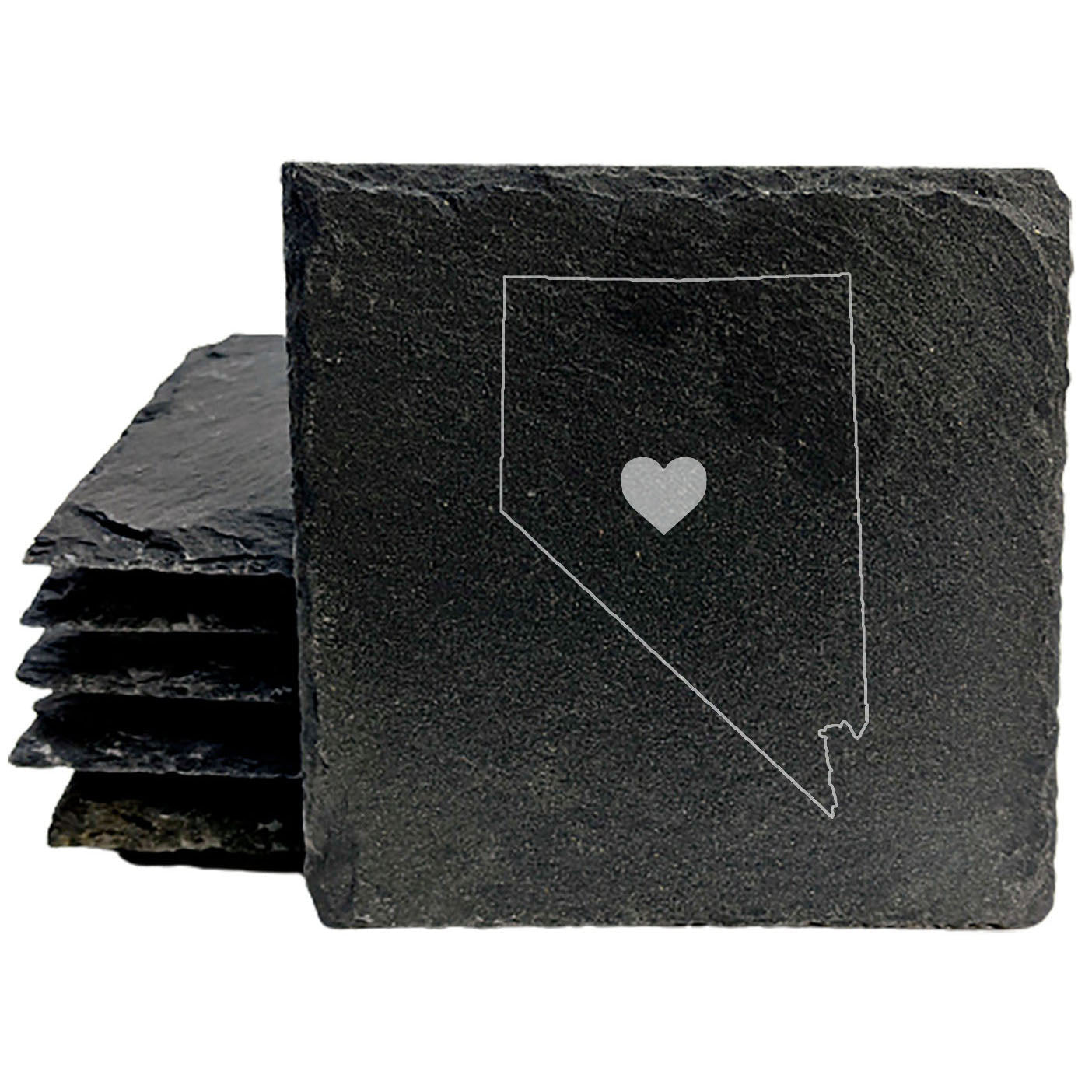 Rustic Slate Coasters Set of 4, Round 4" with Nevada Mandala Design, 'Home is Where the Heart Is' Quote, Perfect for Gifts, Holidays, Birthdays, Housewarming, Made in Oregon, USA, Natural Edge