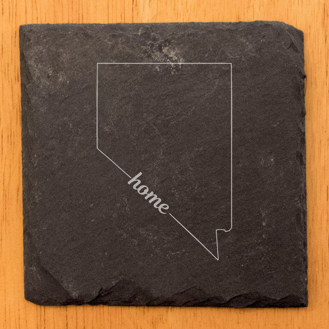 Rustic Slate Coasters Set of 4, Round 4" with Nevada Heart Design, Perfect for Holidays, Birthdays, Housewarming Gifts, She-Shed or Man Cave, Made in Oregon, USA, Natural Chipped Edge, Rubber Feet