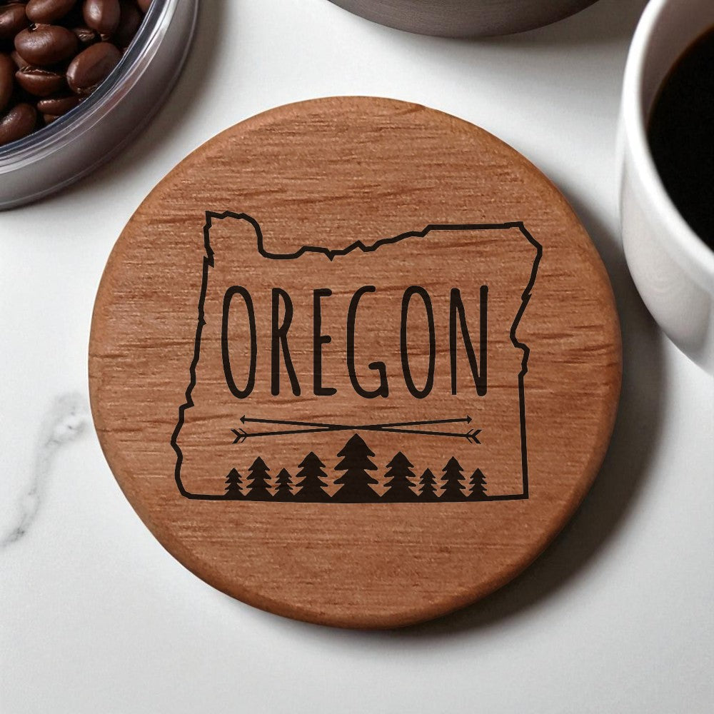Oregon State Wood Bottle Opener - 3" Round Alder Wood with Laser Engraved Trees Design, Metal Insert & Rare Earth Magnets for Fridge, Kegerator, BBQ Grill