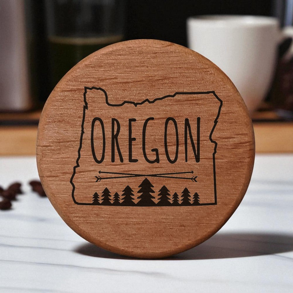 Oregon State Wood Bottle Opener - 3" Round Alder Wood with Laser Engraved Trees Design, Metal Insert & Rare Earth Magnets for Fridge, Kegerator, BBQ Grill