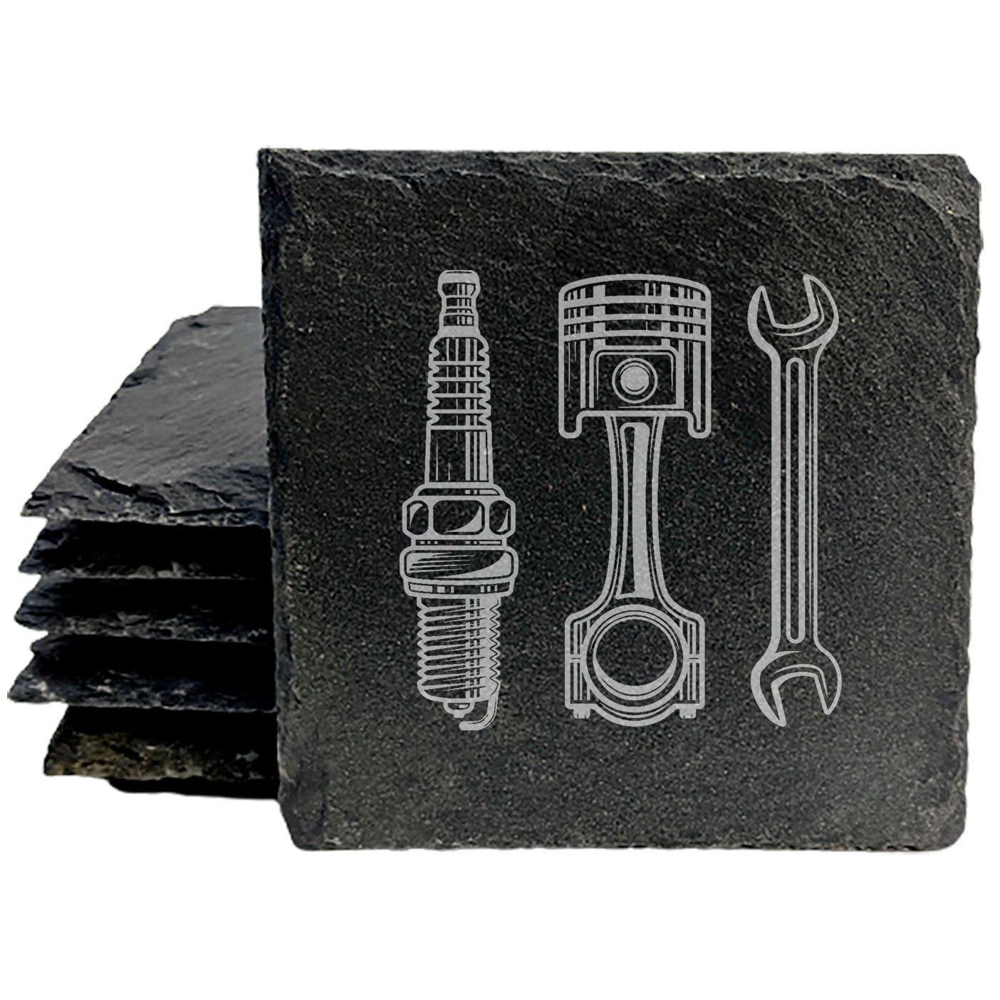 Powered Up! Spark Plug, Piston & Wrench Coasters