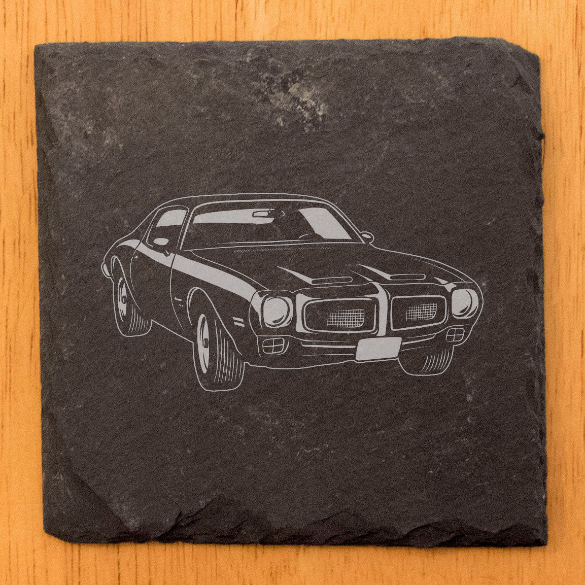 "Muscle Power" Slate Coasters with Laser-Etched Pontiac 400 Front Design - Protect Your Surfaces in Style! Coasters